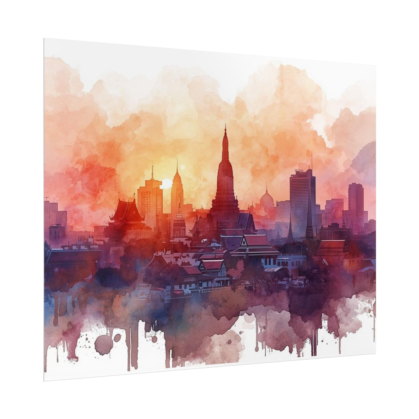 Bangkok Cityscape Posters Rolled Wall Art Home Decor Gift - Rosetta Creative Boutique