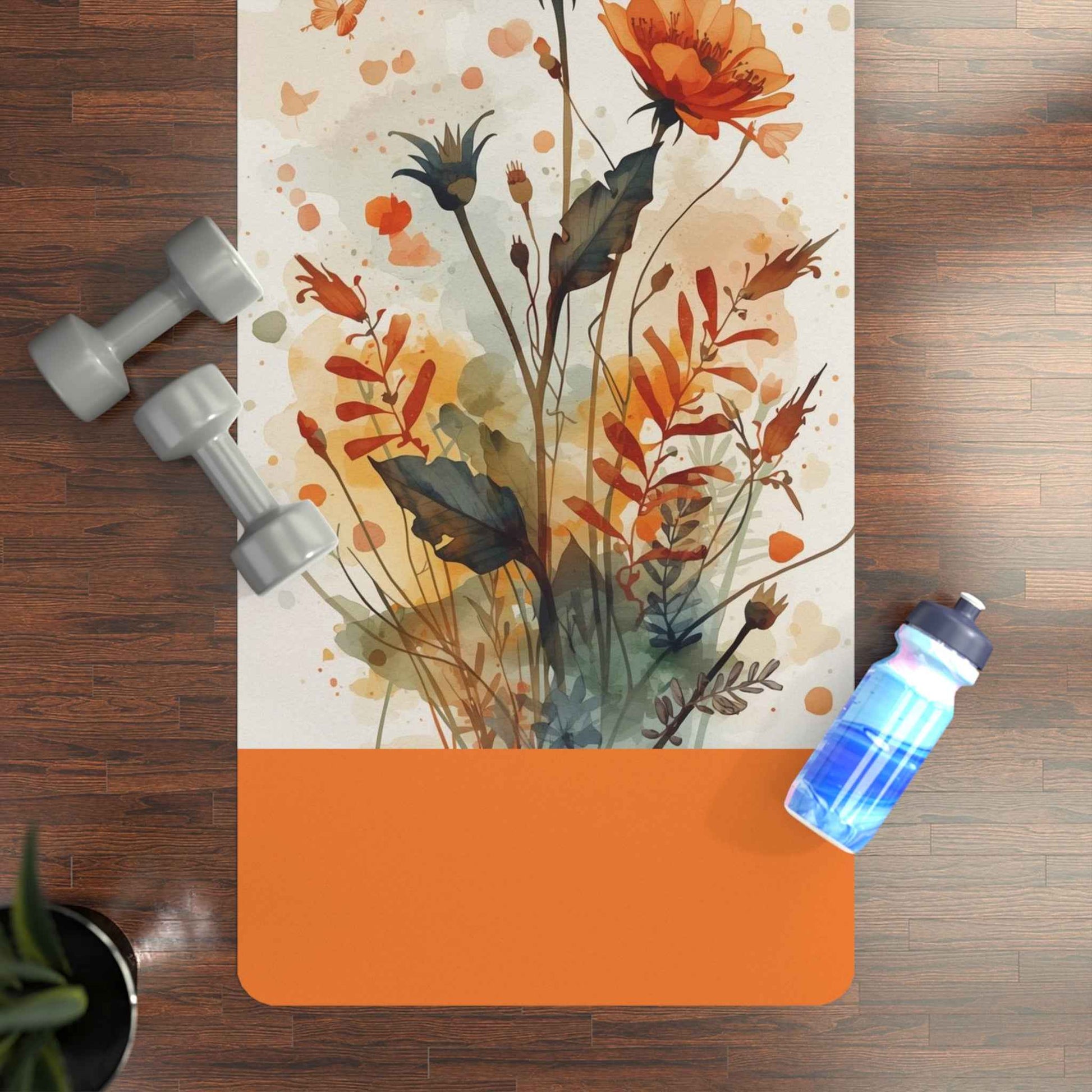 Floral Yoga Mat - Non-Slip Rubber Exercise Mat for Home and Studio