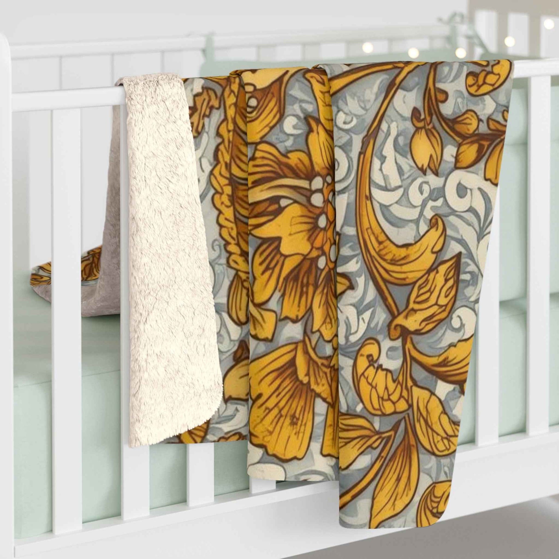 Cozy Floral Sherpa Fleece Blanket | Warm Throw for Home Décor, Gift for Coffee Lovers, Rustic Living Room, Winter Comfort