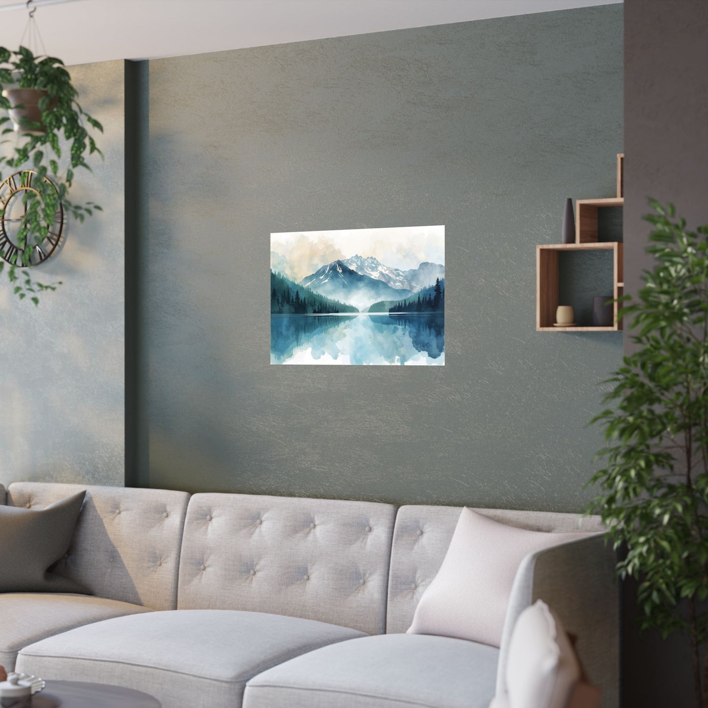 Serene Nature Satin Poster Mountain Reflection Art Print - Rosetta Creative Boutique