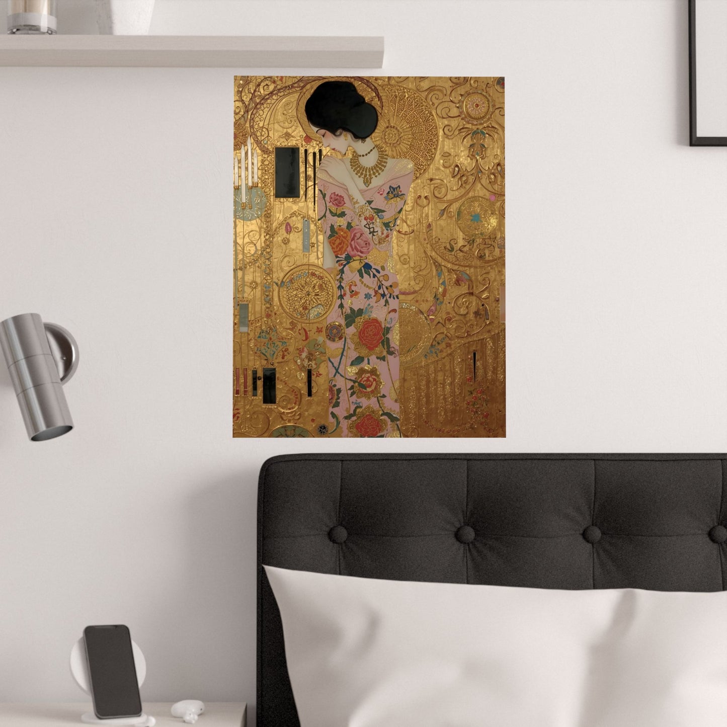 Elegant Satin Poster in Klimt-Style For Romantic Wall Art Decor Ideas - Rosetta Creative Boutique