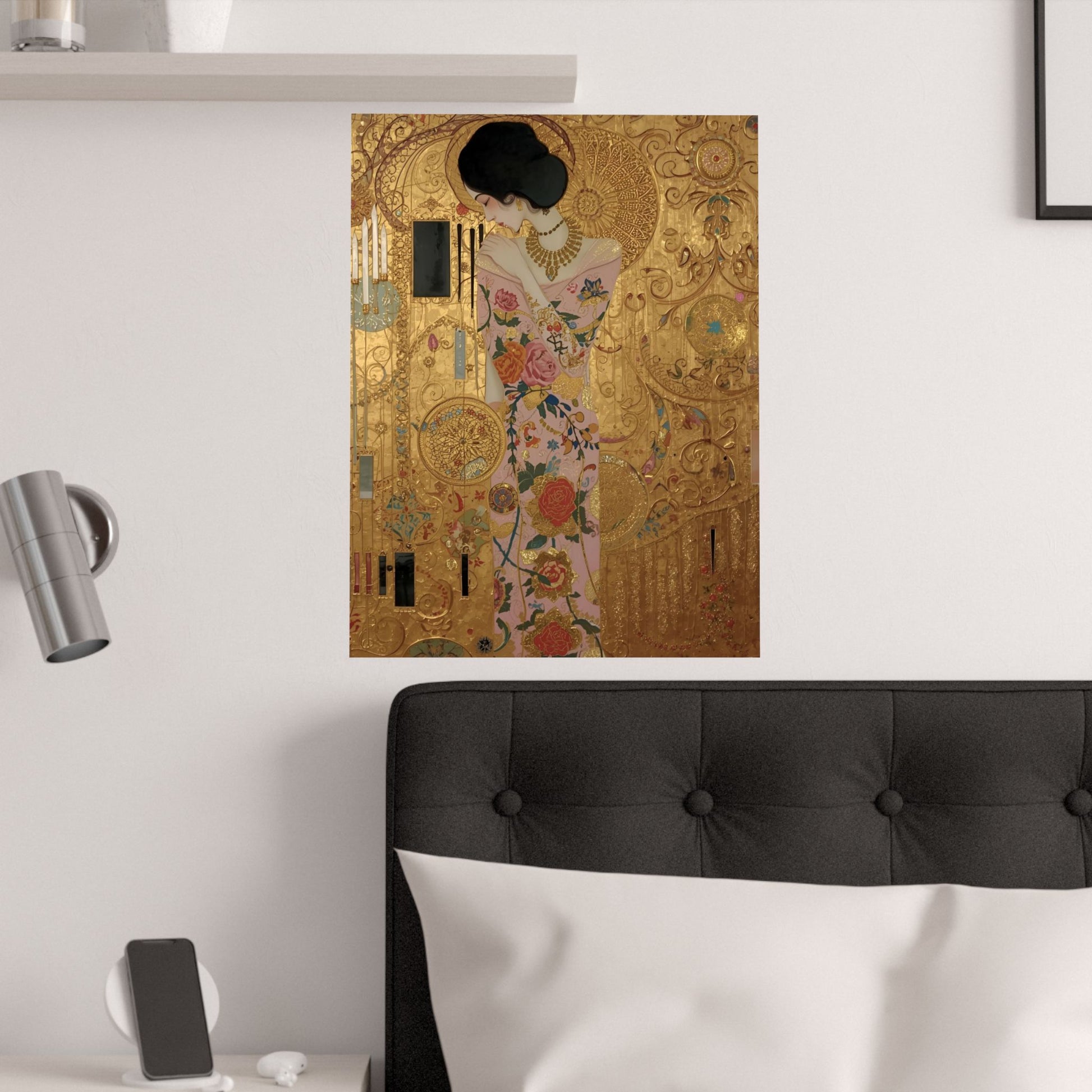 Elegant Satin Poster in Klimt-Style For Romantic Wall Art Decor Ideas - Rosetta Creative Boutique