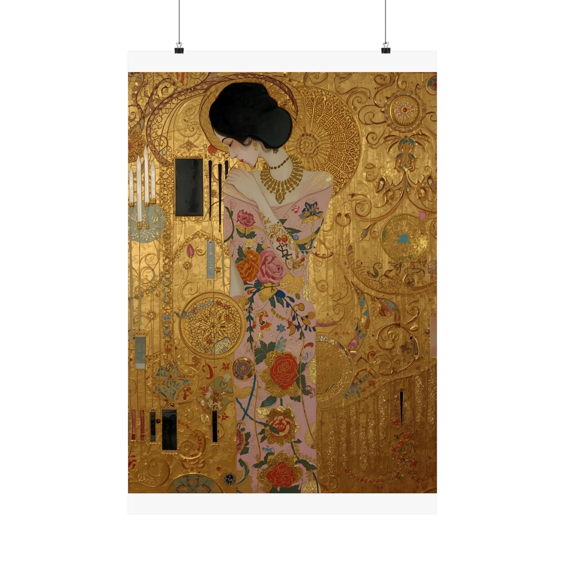 Elegant Satin Poster in Klimt-Style For Romantic Wall Art Decor Ideas - Rosetta Creative Boutique