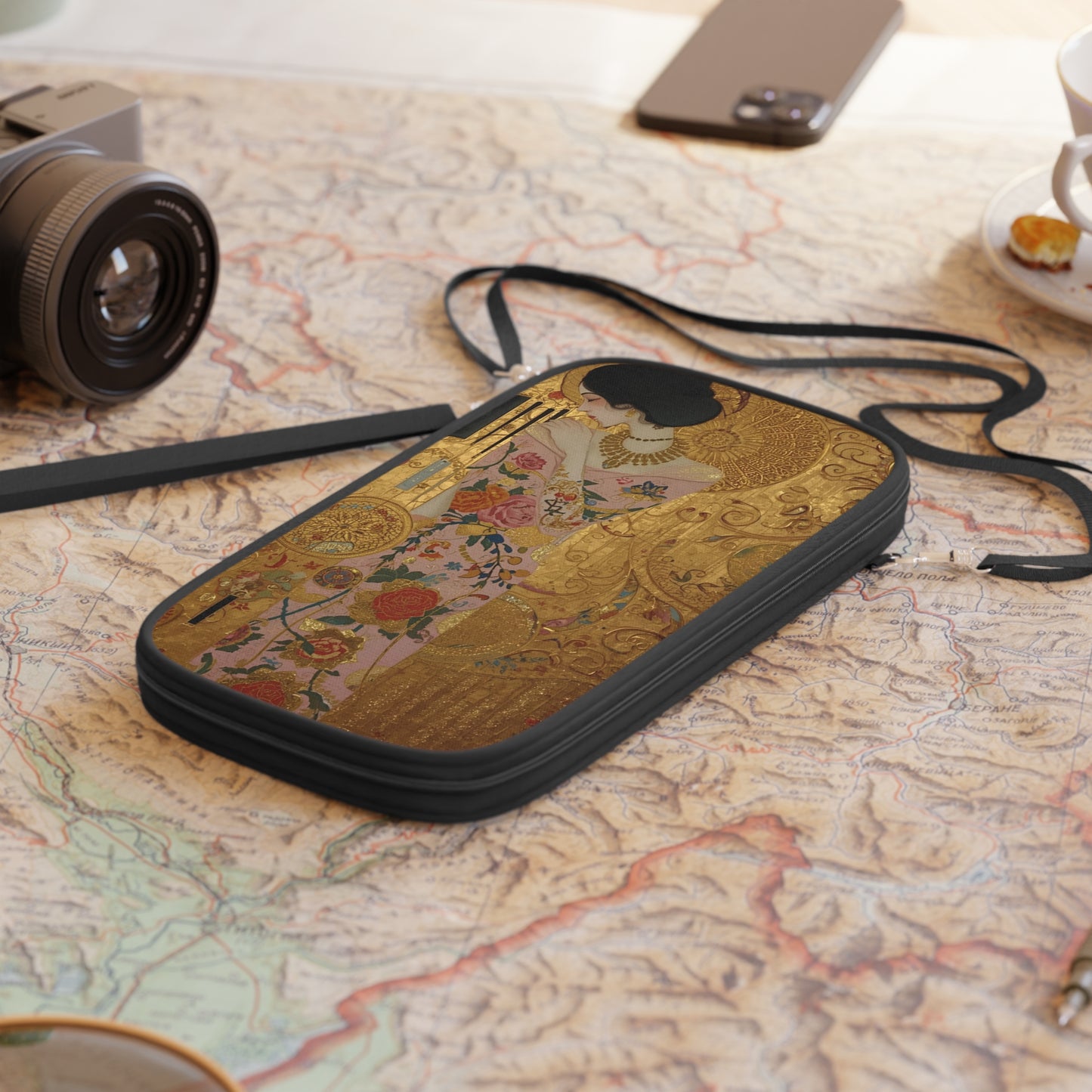 Elegant Klimt-Like Japanese Geisha Passport Wallet, Travel Accessory, Unique Gift for Travelers, Stylish Organizer, Perfect for Vacations - Rosetta Creative Boutique