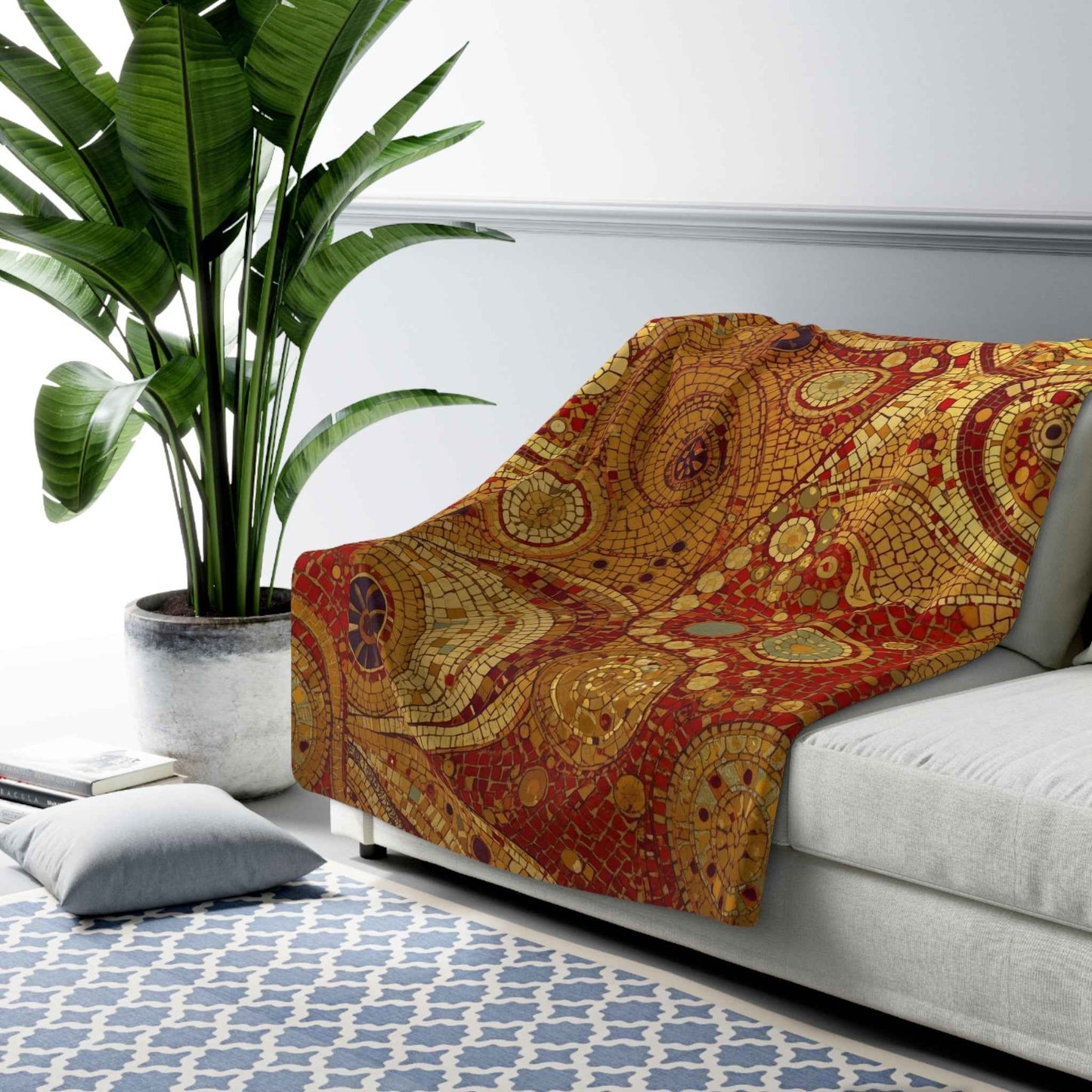 Cozy Bohemian Sherpa Fleece Blanket, Warm Throw, Floral Design, Home Decor, Gift for Her, Cozy Nights