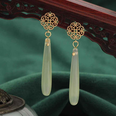 Chinese Style Agate Luxury Earrings