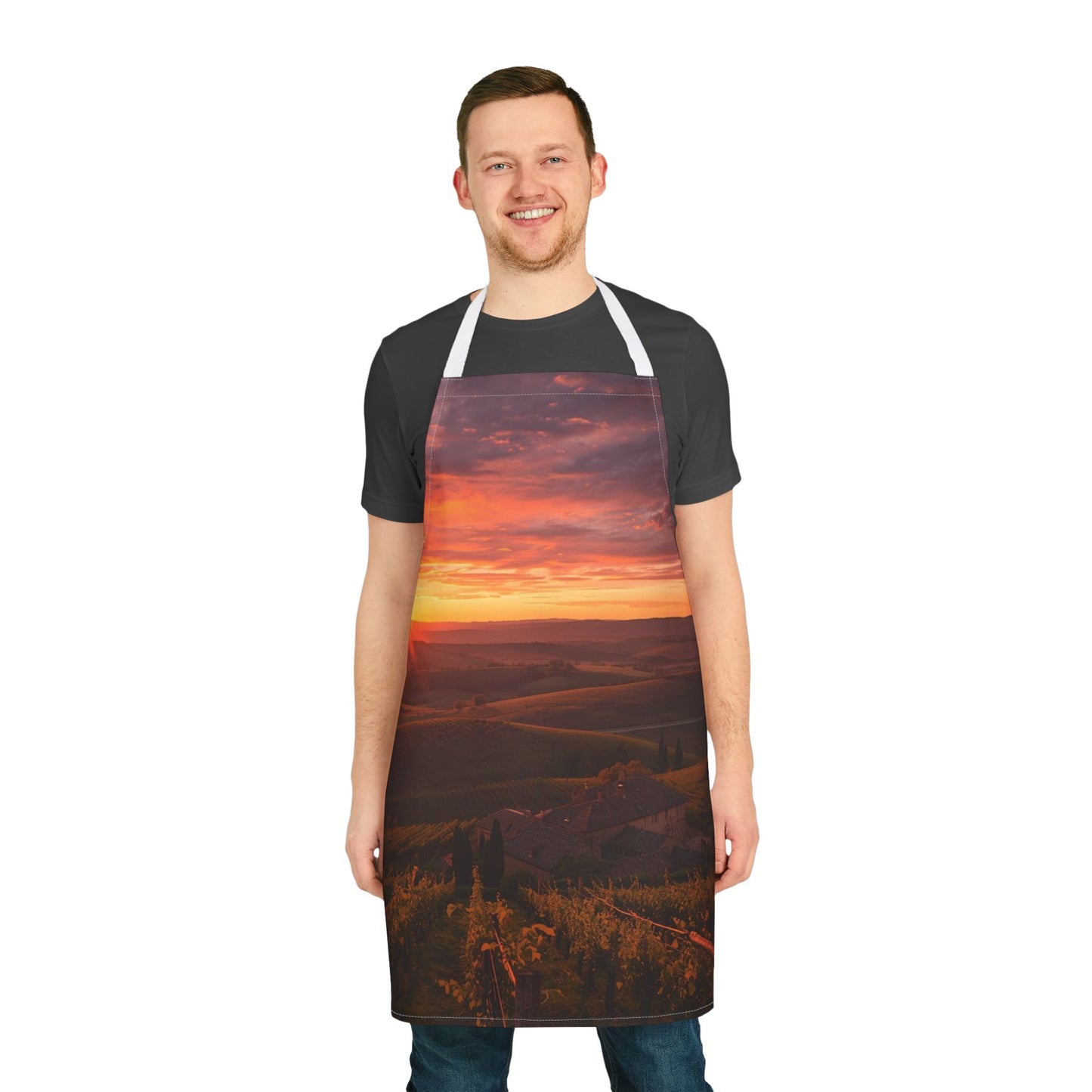 Sunset in a French Vineyard Apron, Culinary Gift for Foodies, Kitchen Accessory, BBQ Apron, Home Cooking Essentials, Perfect for Weddings