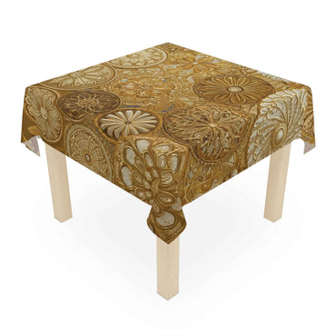Elegant Gold Floral Tablecloth, Luxurious Dining Decor, Perfect for Weddings, Parties, and Your Home