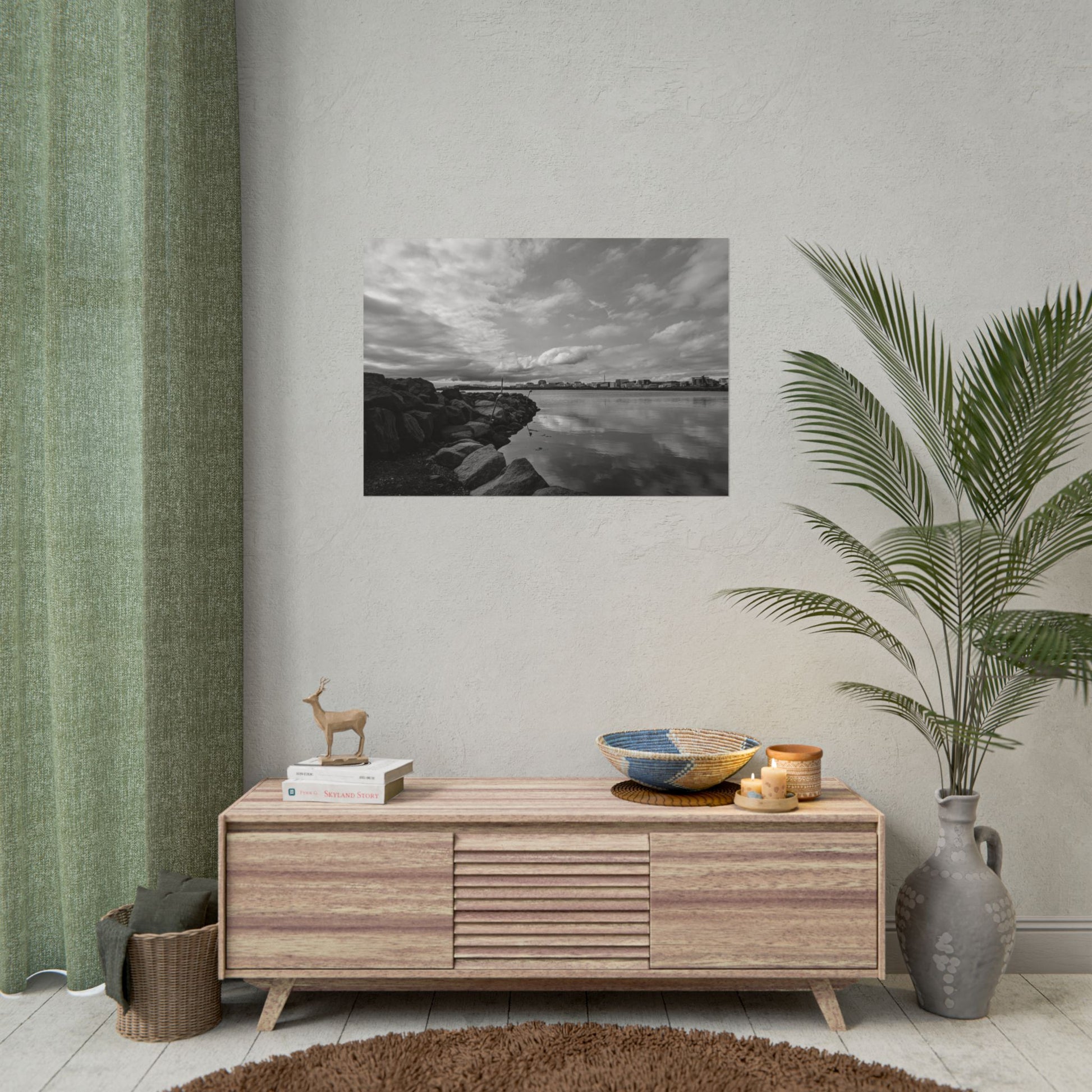Iceland Black and White Landscape Rolled Poster by Rosetta Creative Boutique, Minimalist Wall Art, Home Decor, Nature Photography, Aesthetic Gift, Modern Room Decor - Rosetta Creative Boutique