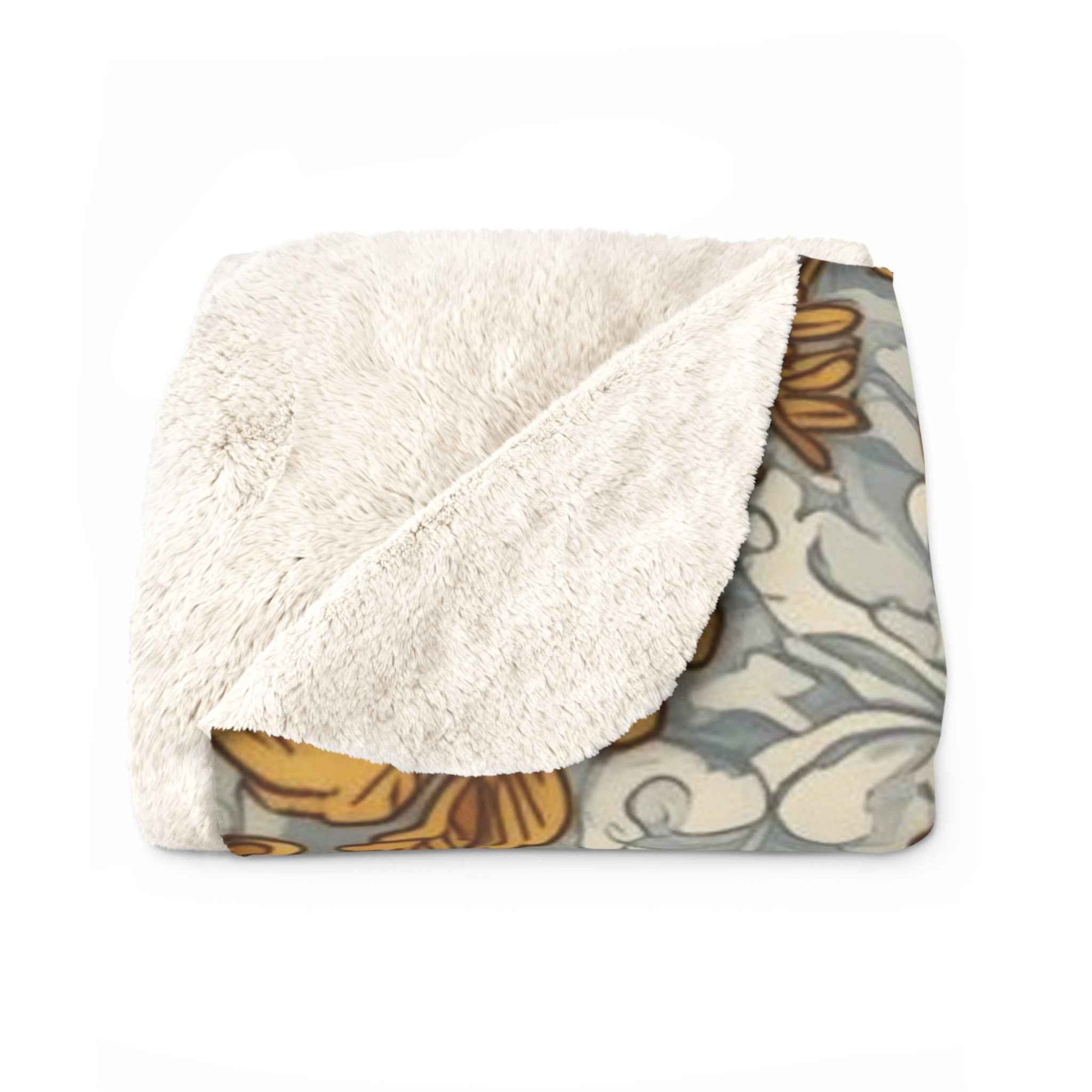 Cozy Floral Sherpa Fleece Blanket | Warm Throw for Home Décor, Gift for Coffee Lovers, Rustic Living Room, Winter Comfort