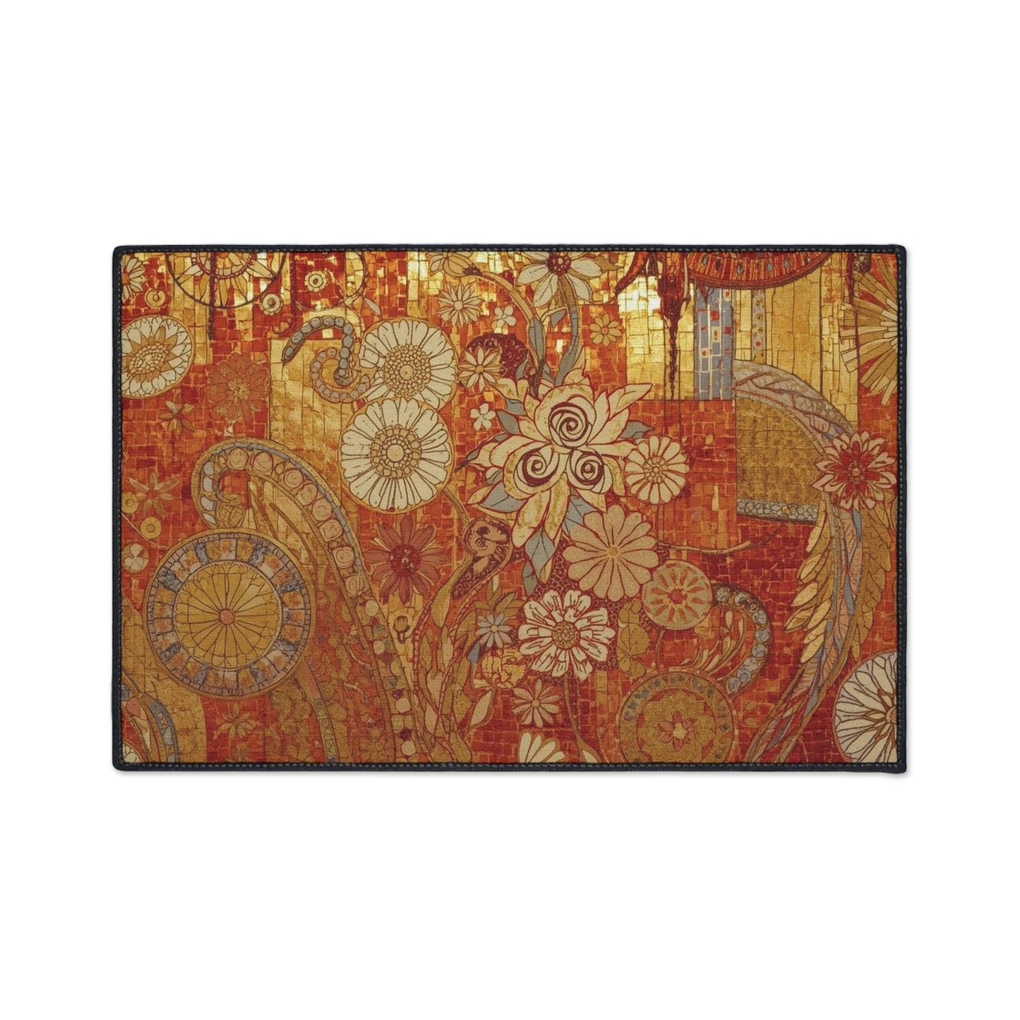 Stylish Heavy Duty Floor Mat with Floral Design - Durable Indoor/Outdoor Rug