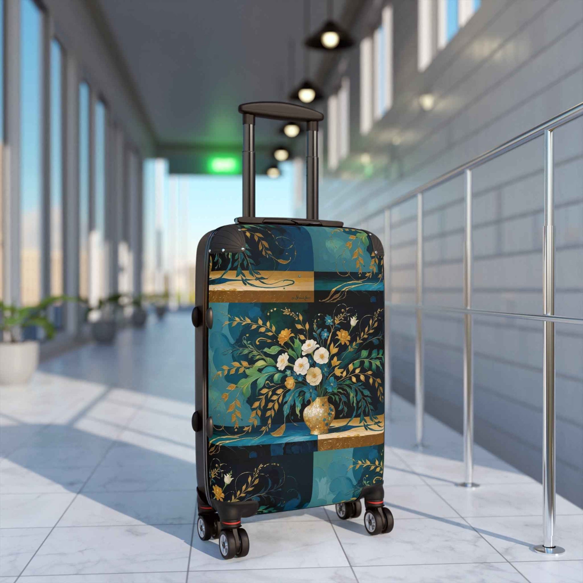 Klimt Floral Print Suitcase - Exclusive Vintage Travel Luggage by Rosetta Creative Boutique for Getaways and Summer Trips - Rosetta Creative Boutique