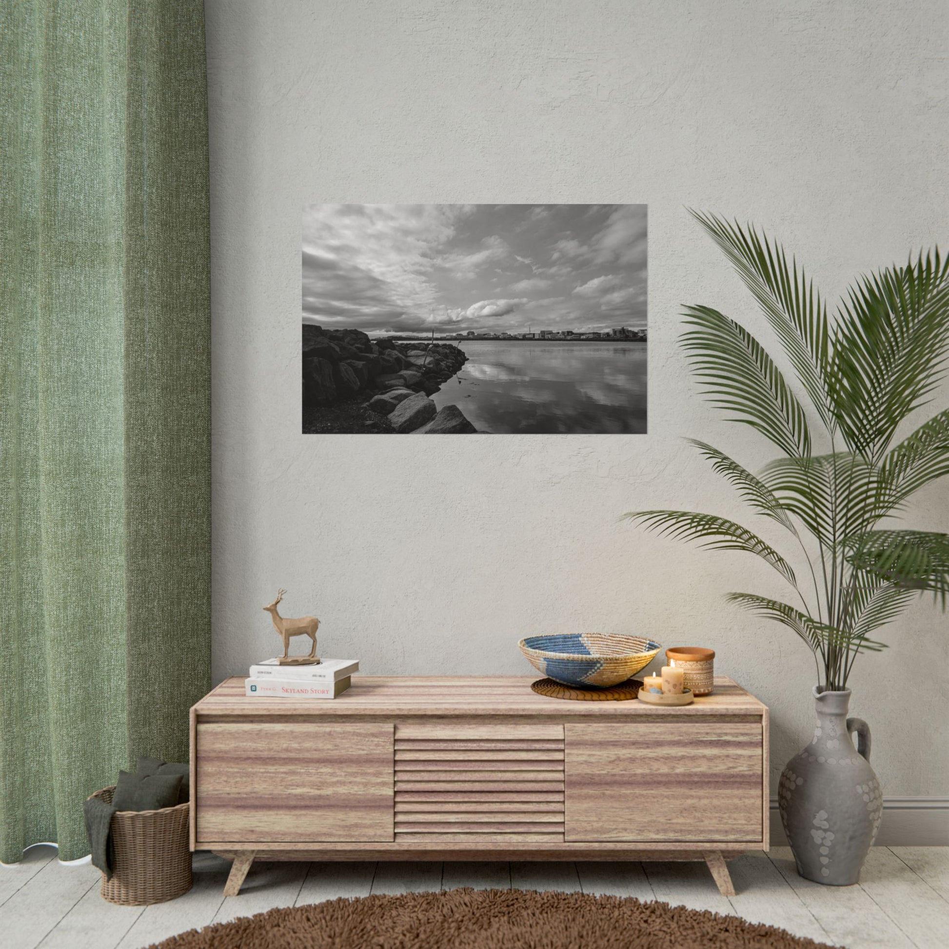Iceland Black and White Landscape Rolled Poster by Rosetta Creative Boutique, Minimalist Wall Art, Home Decor, Nature Photography, Aesthetic Gift, Modern Room Decor - Rosetta Creative Boutique