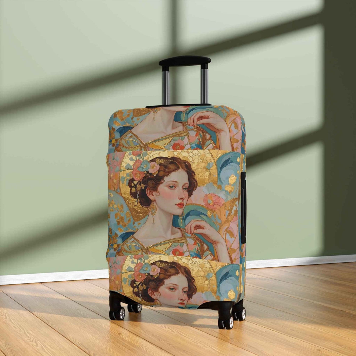 Elegant Klimt-Style Floral Luggage Cover - Vintage Art Suitcase Protector by Rosetta Creative Boutique - Rosetta Creative Boutique