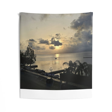 Serene Sicilian Sunset Wall Tapestry | Beach Decor, Living Room Art, Home Aesthetic, Boho Wall Hanging, Nature Lovers Gift
