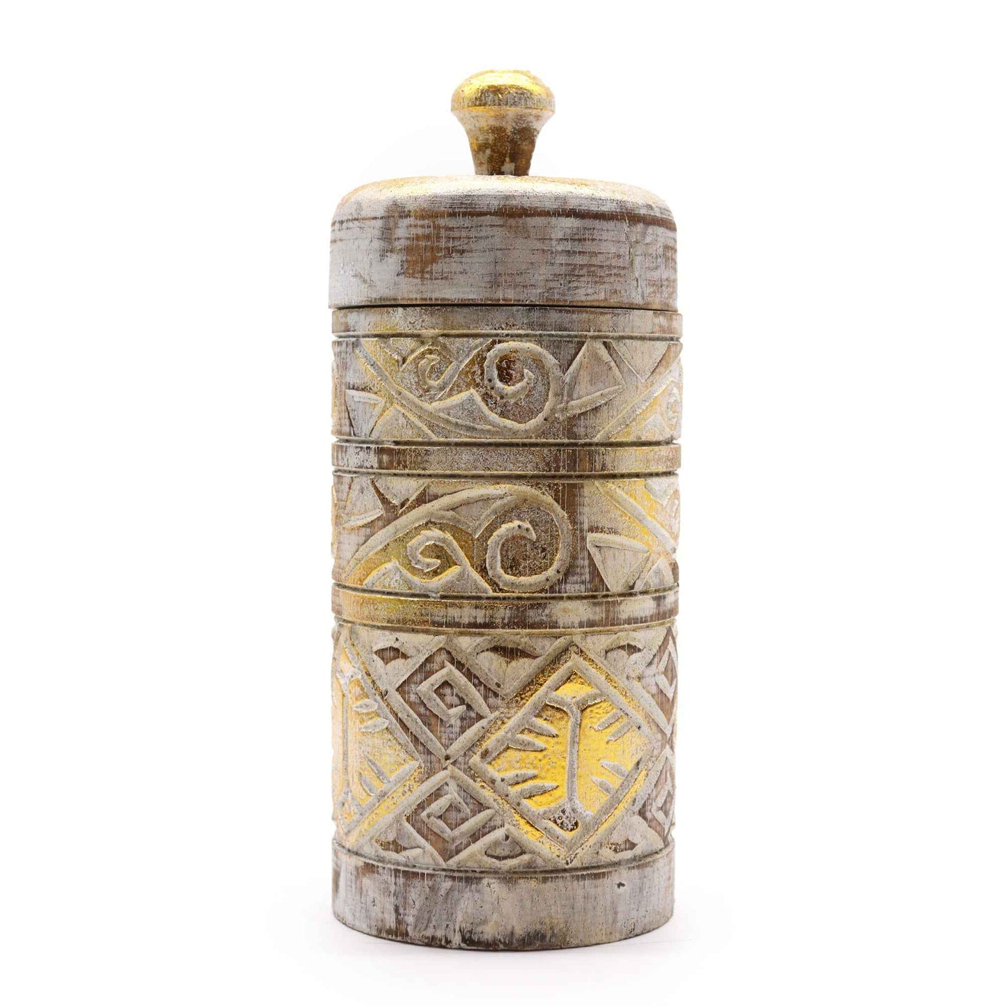 White Gold Wooden Trinket Jar