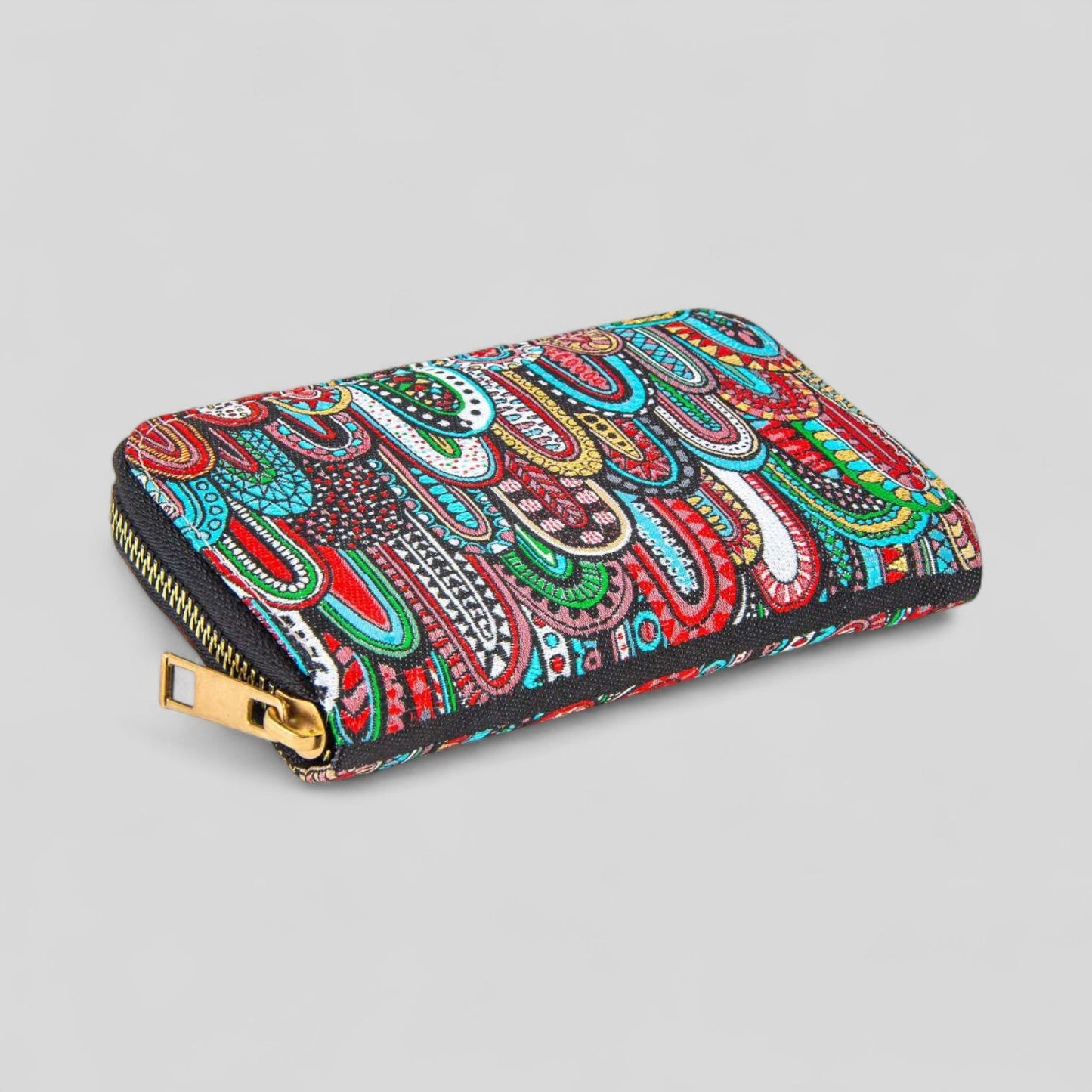 Turkish Multicolor Geometric Patterned Woven Zipper Wallet - Rosetta Creative Boutique