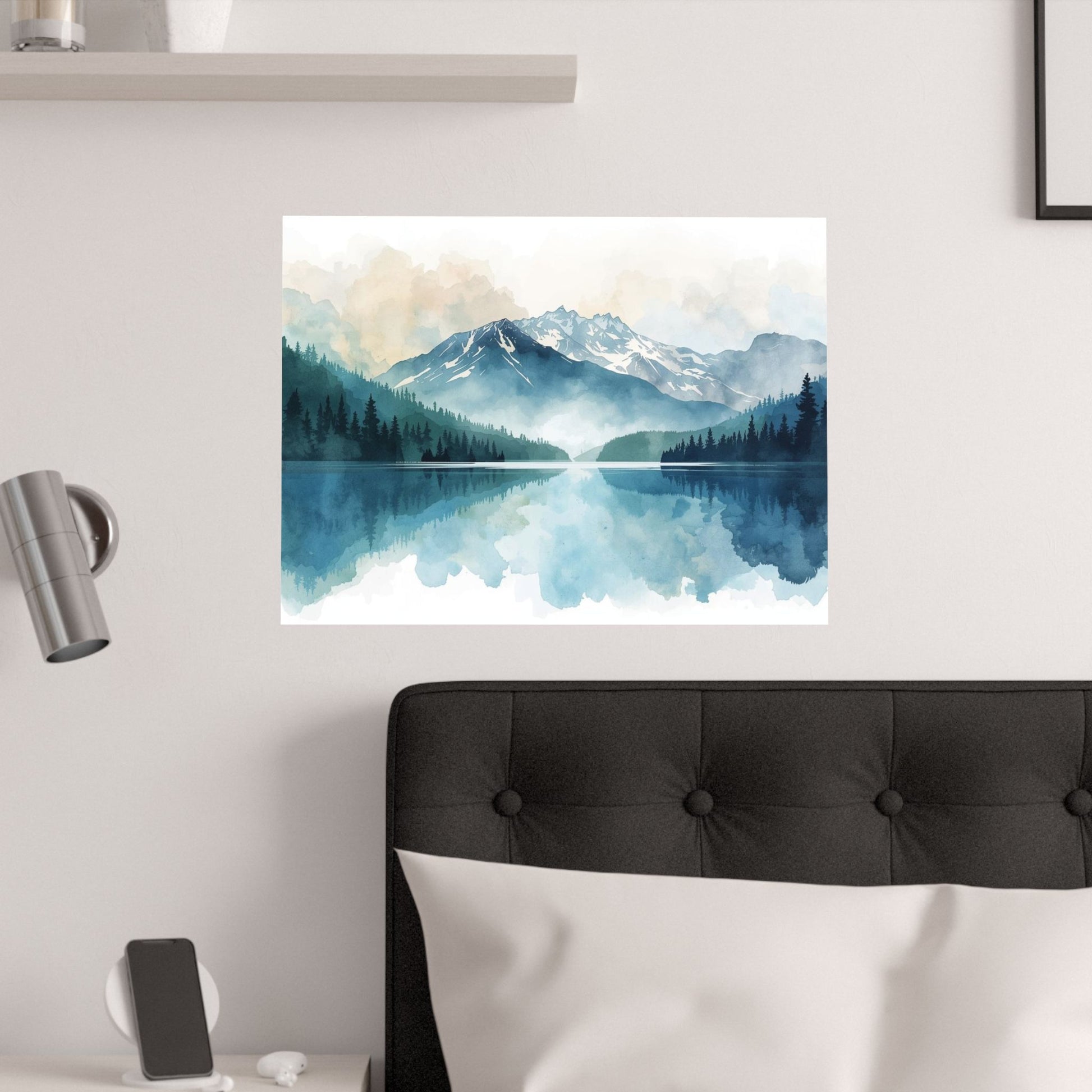 Serene Nature Satin Poster Mountain Reflection Art Print - Rosetta Creative Boutique