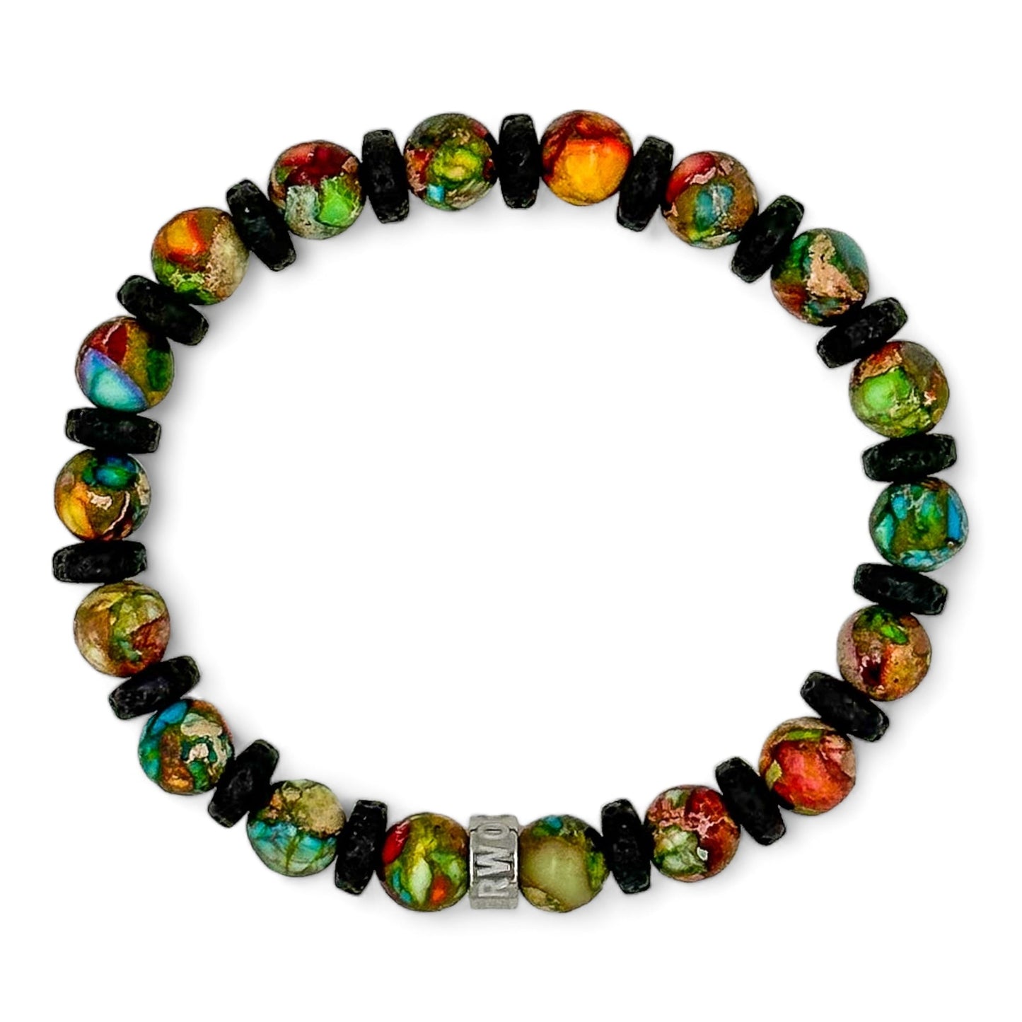 Atlas Imperial Rainbow Jasper Lava Rock Beaded Bracelet - Rosetta Creative Boutique