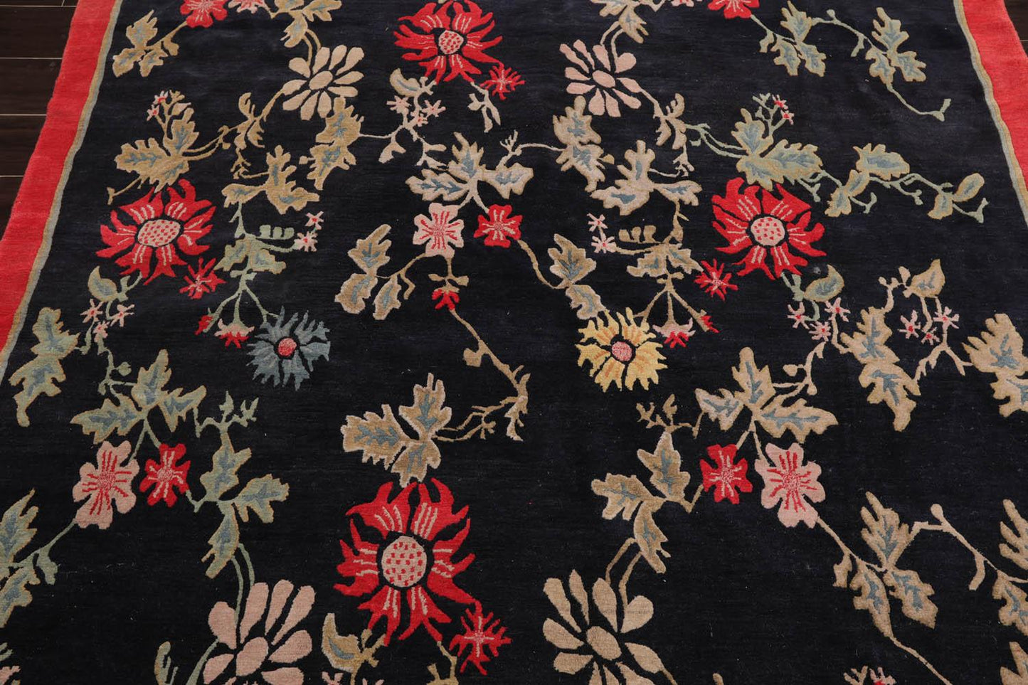 Arts & Crafts Hand Knotted 100% Wool Tibetan Area Rug Midnight Blue 6'1" x 8'8"-4