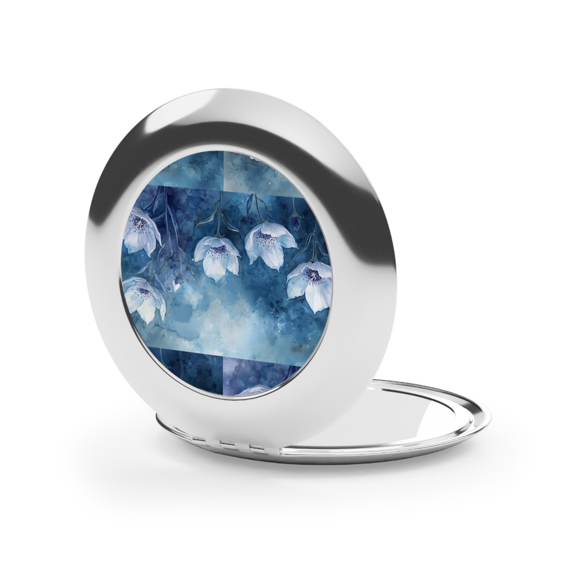 Compact Travel Mirror with Floral Design, Portable Makeup Mirror, Travel Accessory, Gift for Her, Handbag Essential - Rosetta Creative Boutique