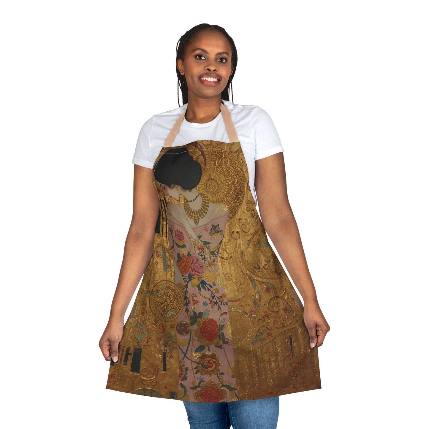 Elegant Art Apron in Gustav Klimt Style, Colorful Cooking Gift, Stylish Chef Apron, Unique Kitchen Accessory, Ideal for Home Cooks, Art Lovers