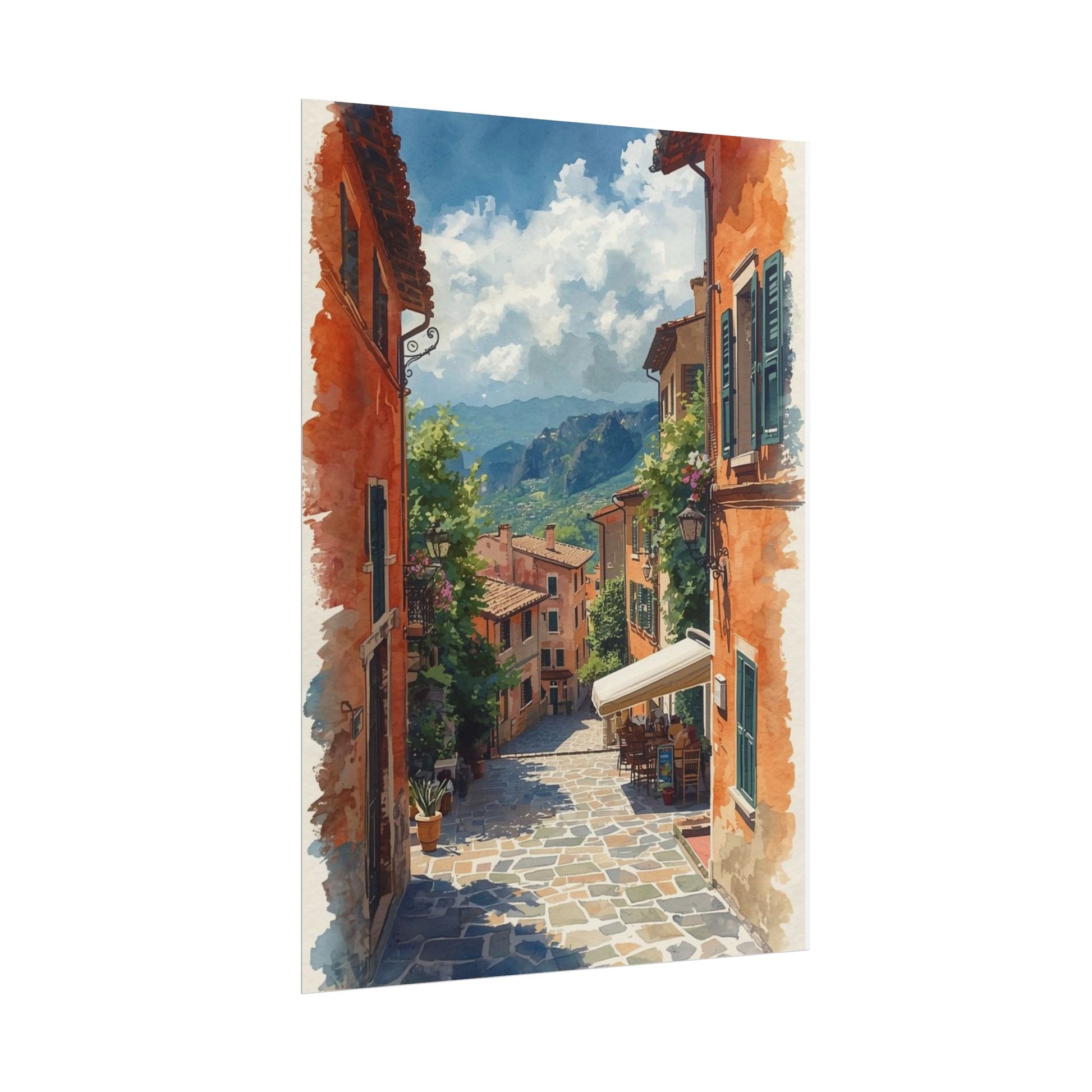 Charming Italian Village Street Poster Wall Art Landscape - Rosetta Creative Boutique