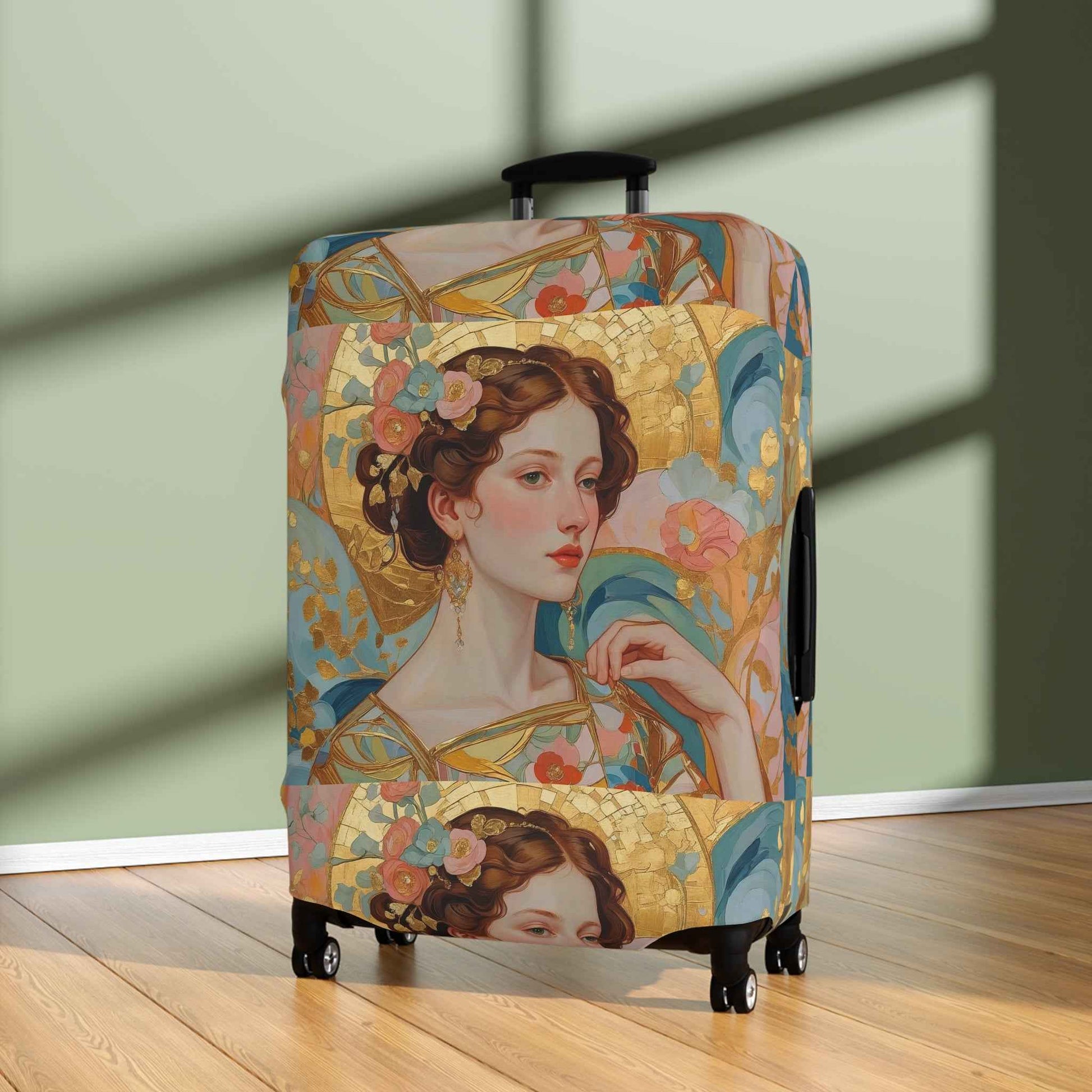 Elegant Klimt-Style Floral Luggage Cover - Vintage Art Suitcase Protector by Rosetta Creative Boutique - Rosetta Creative Boutique