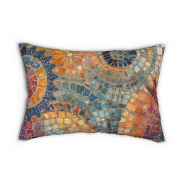 Colorful Mosaic Lumbar Pillow Boho Throw Pillow Home Decor - Rosetta Creative Boutique