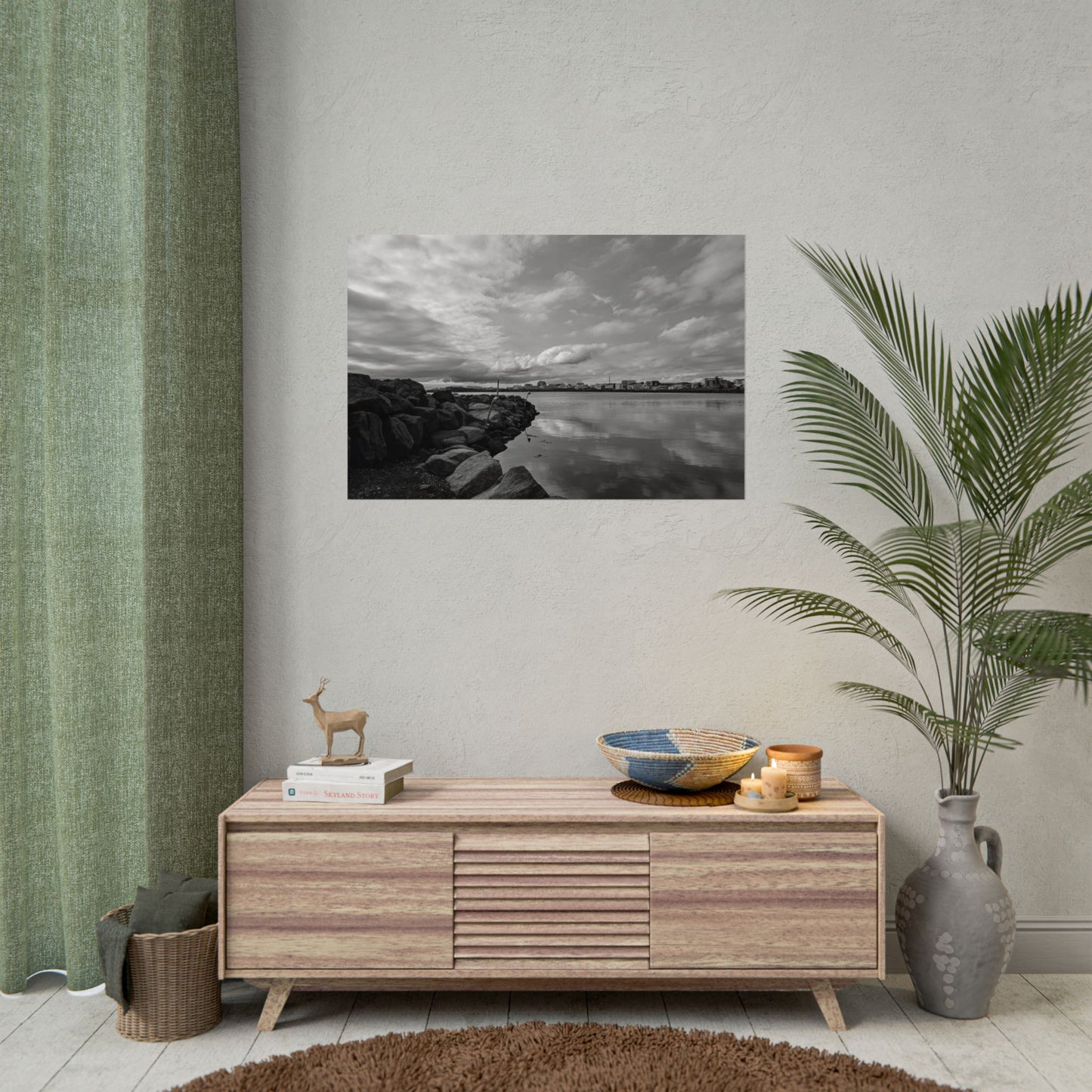 Iceland Black and White Landscape Rolled Poster by Rosetta Creative Boutique, Minimalist Wall Art, Home Decor, Nature Photography, Aesthetic Gift, Modern Room Decor - Rosetta Creative Boutique