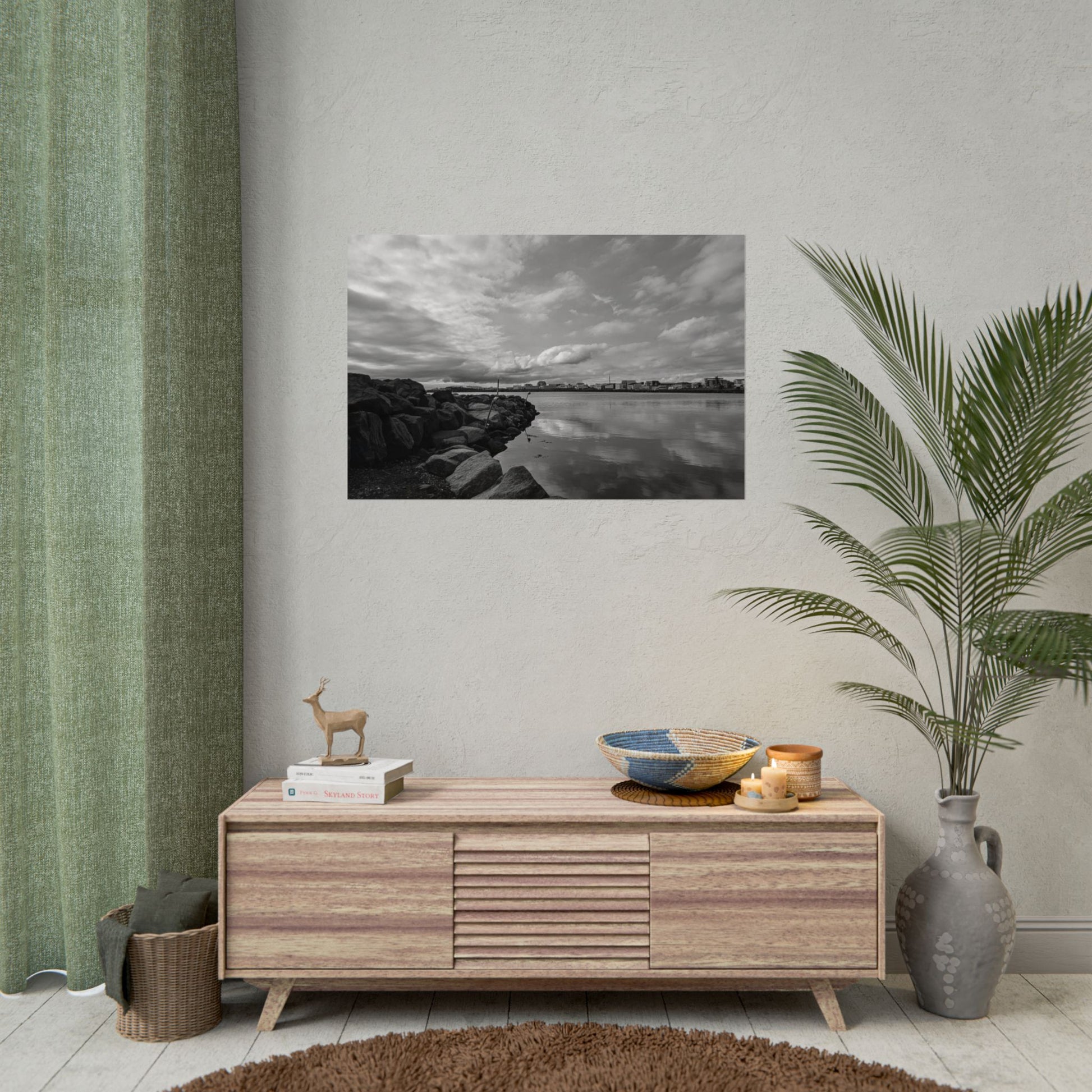 Iceland Black and White Landscape Rolled Poster by Rosetta Creative Boutique, Minimalist Wall Art, Home Decor, Nature Photography, Aesthetic Gift, Modern Room Decor - Rosetta Creative Boutique