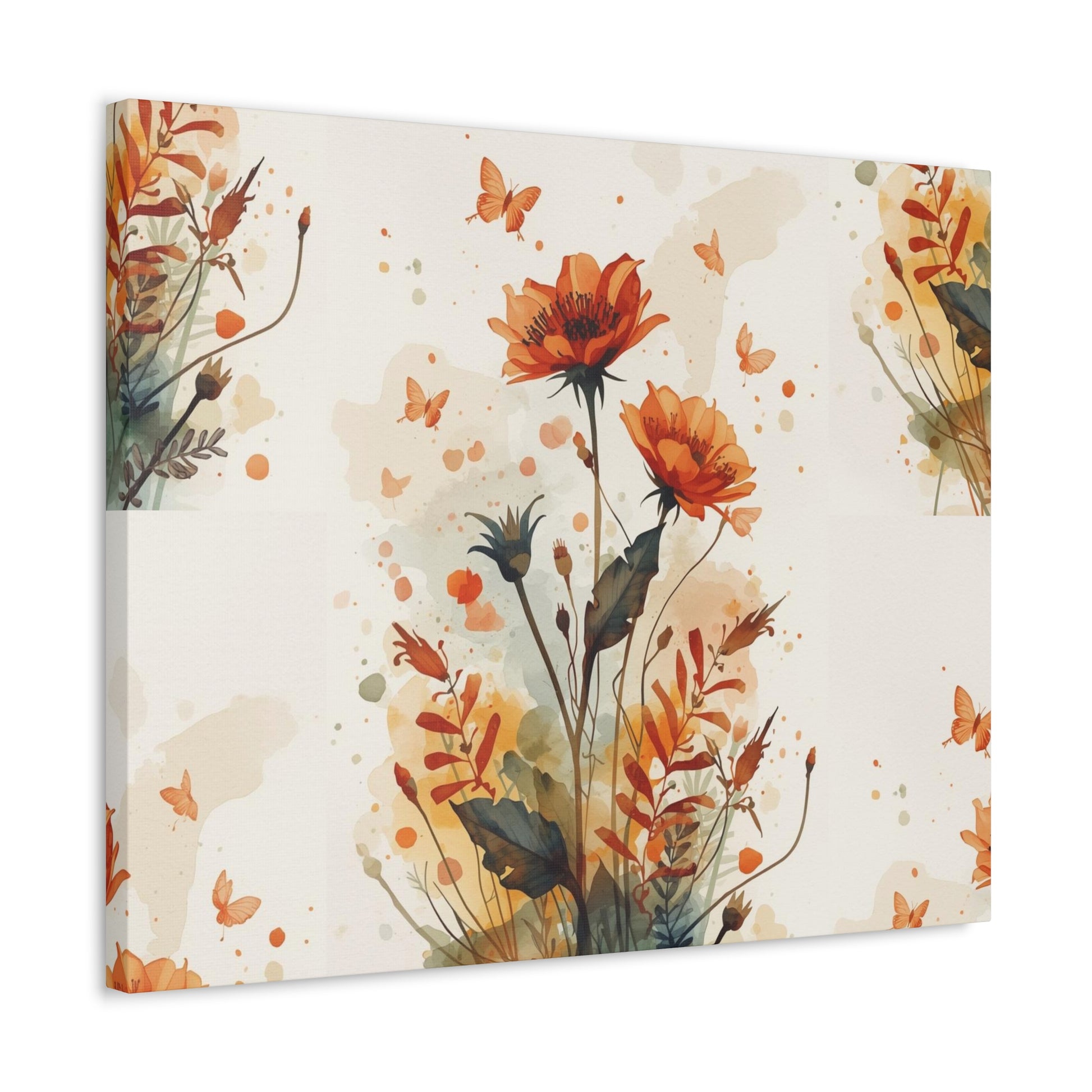Floral Art Canvas Print by Rosetta Creative Boutique - Boho Wall Decor, Butterfly Decor, Gift for Nature Lovers, Home Office Wall Art, Birthday, Housewarming - Rosetta Creative Boutique