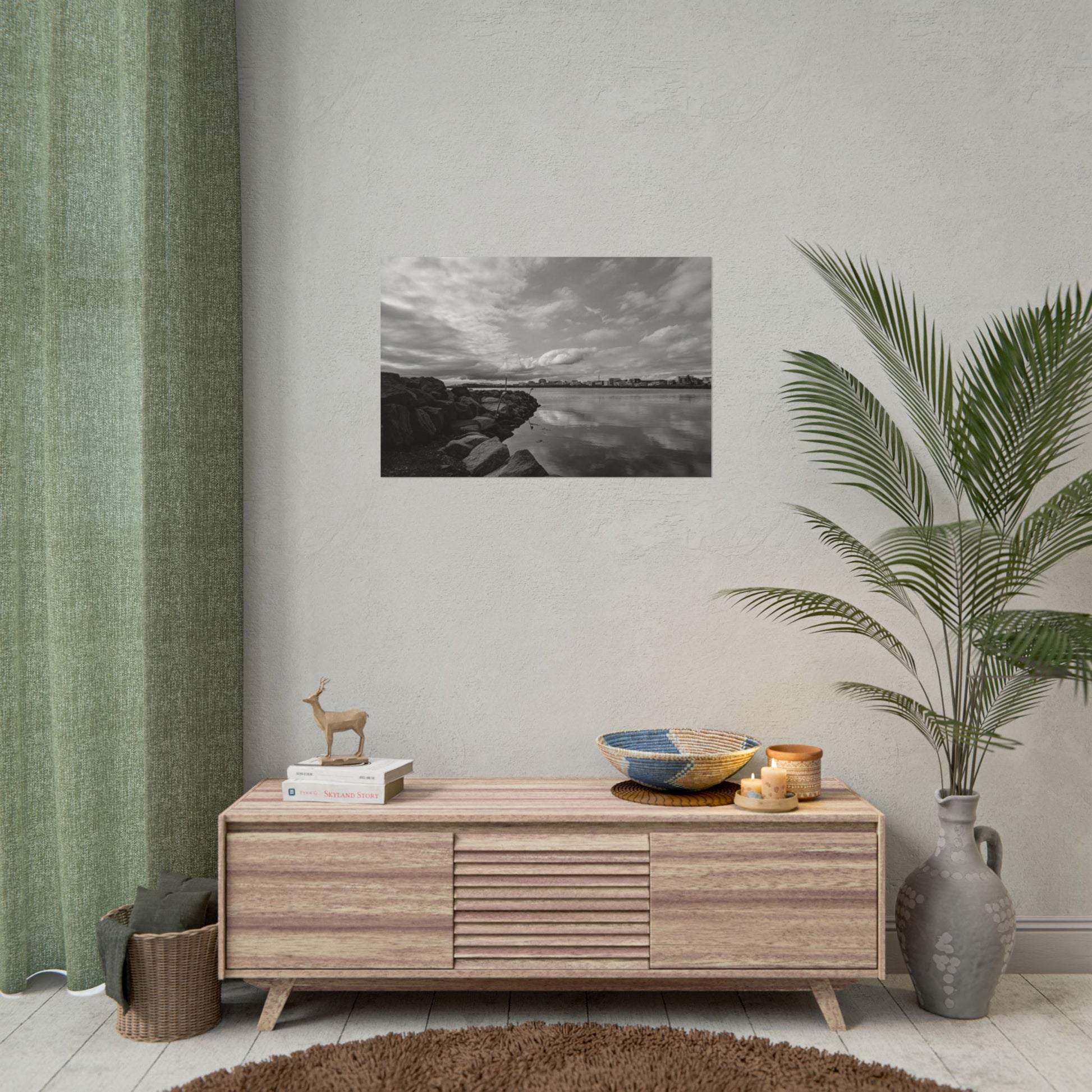Iceland Black and White Landscape Rolled Poster by Rosetta Creative Boutique, Minimalist Wall Art, Home Decor, Nature Photography, Aesthetic Gift, Modern Room Decor - Rosetta Creative Boutique
