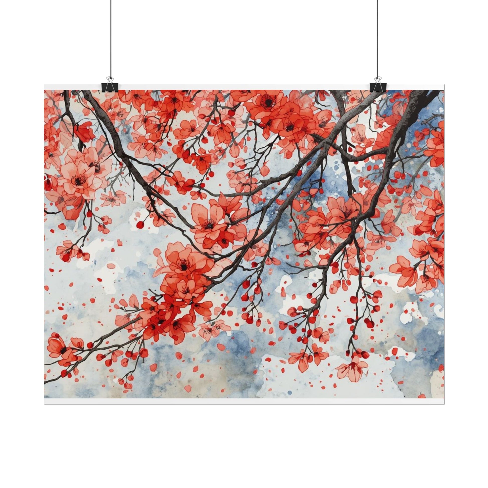 Blooming Cherry Blossom Rolled Poster Floral Wall Art - Rosetta Creative Boutique