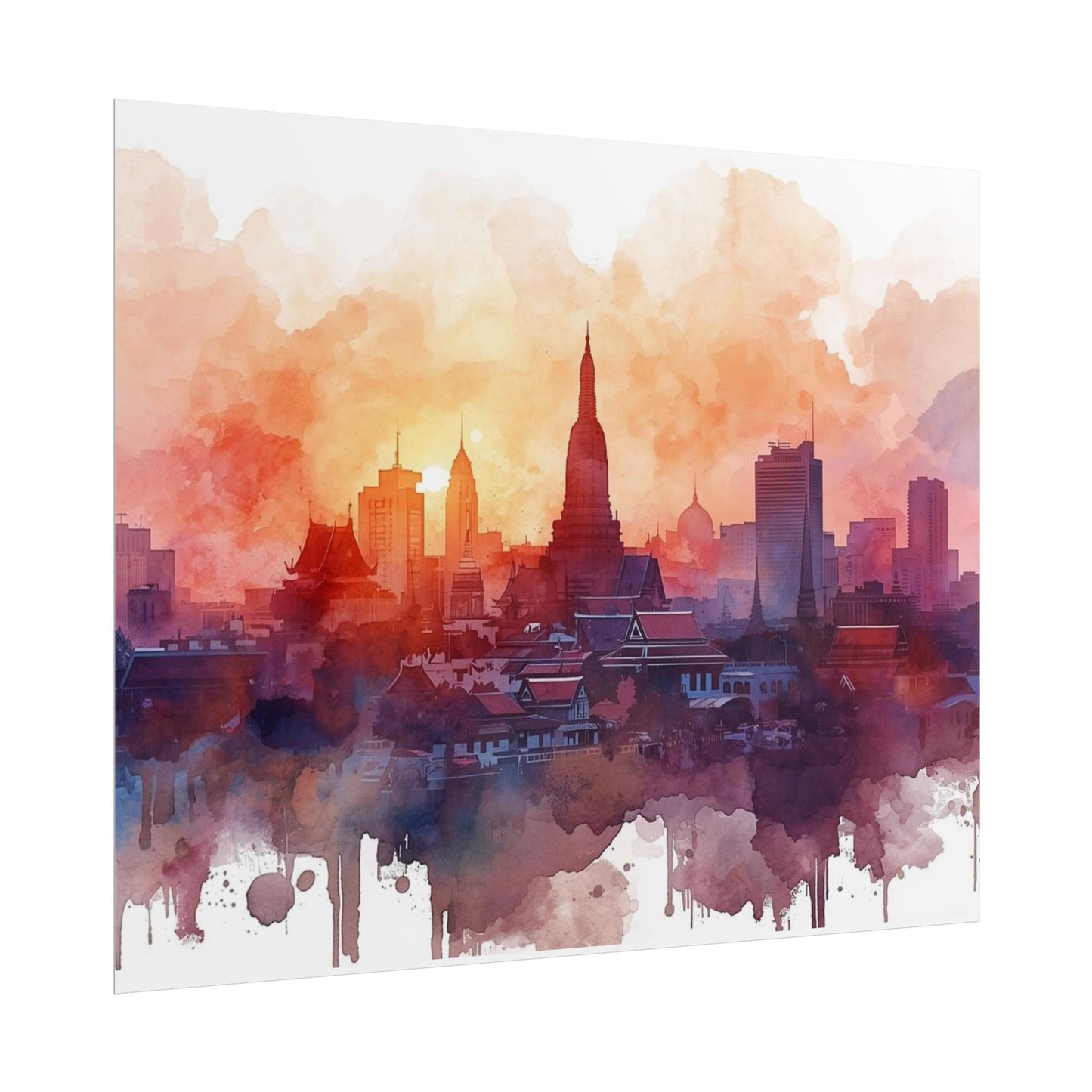 Bangkok Cityscape Posters Rolled Wall Art Home Decor Gift - Rosetta Creative Boutique