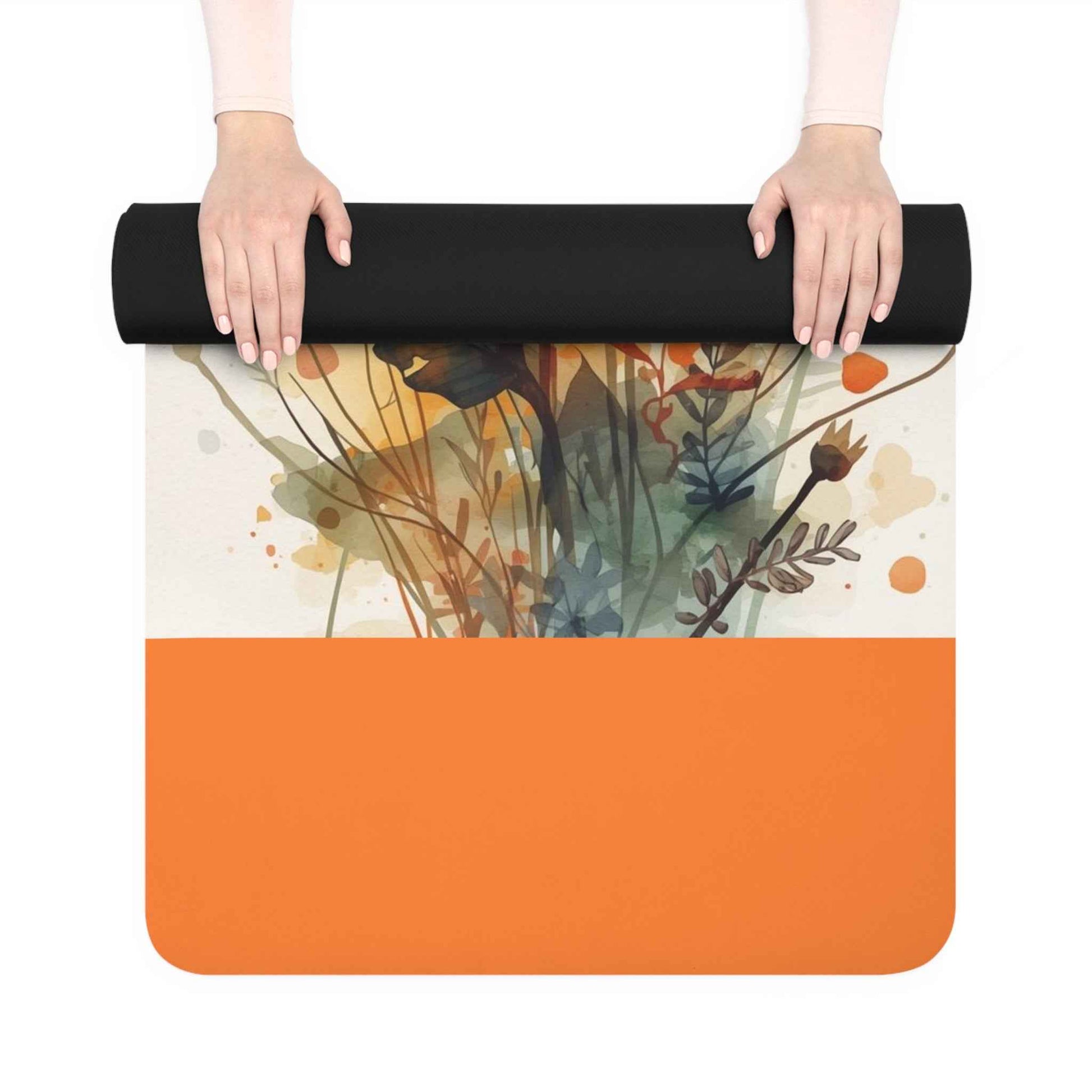 Floral Yoga Mat - Non-Slip Rubber Exercise Mat for Home and Studio