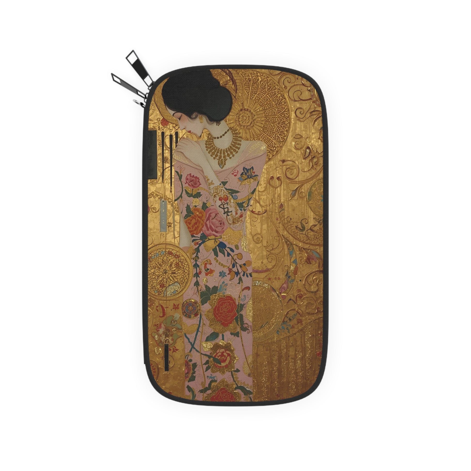 Elegant Klimt-Like Japanese Geisha Passport Wallet, Travel Accessory, Unique Gift for Travelers, Stylish Organizer, Perfect for Vacations - Rosetta Creative Boutique