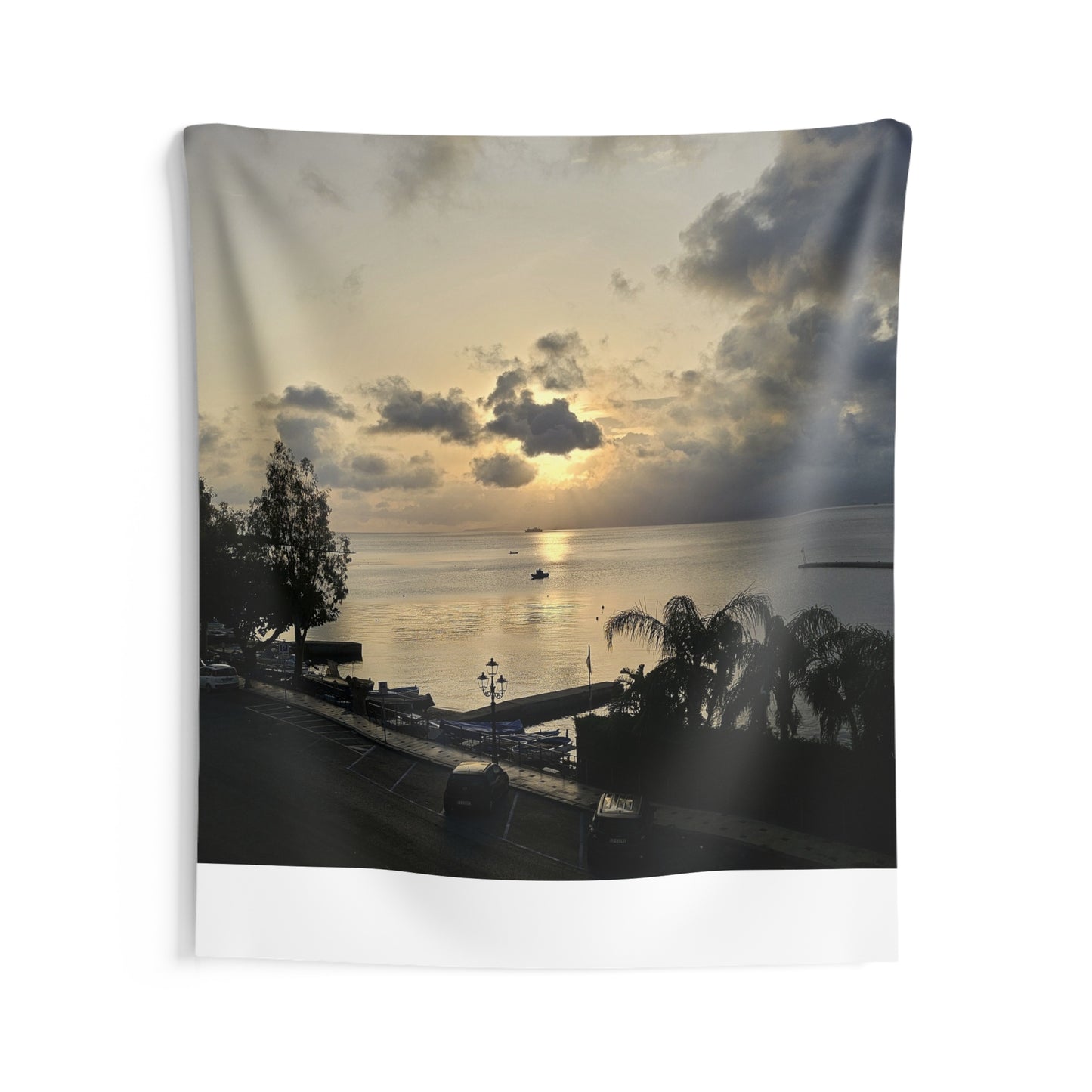 Serene Sicilian Sunset Wall Tapestry | Beach Decor, Living Room Art, Home Aesthetic, Boho Wall Hanging, Nature Lovers Gift