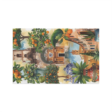 Sicilian Mediterranean Orange Grove Tea Towel