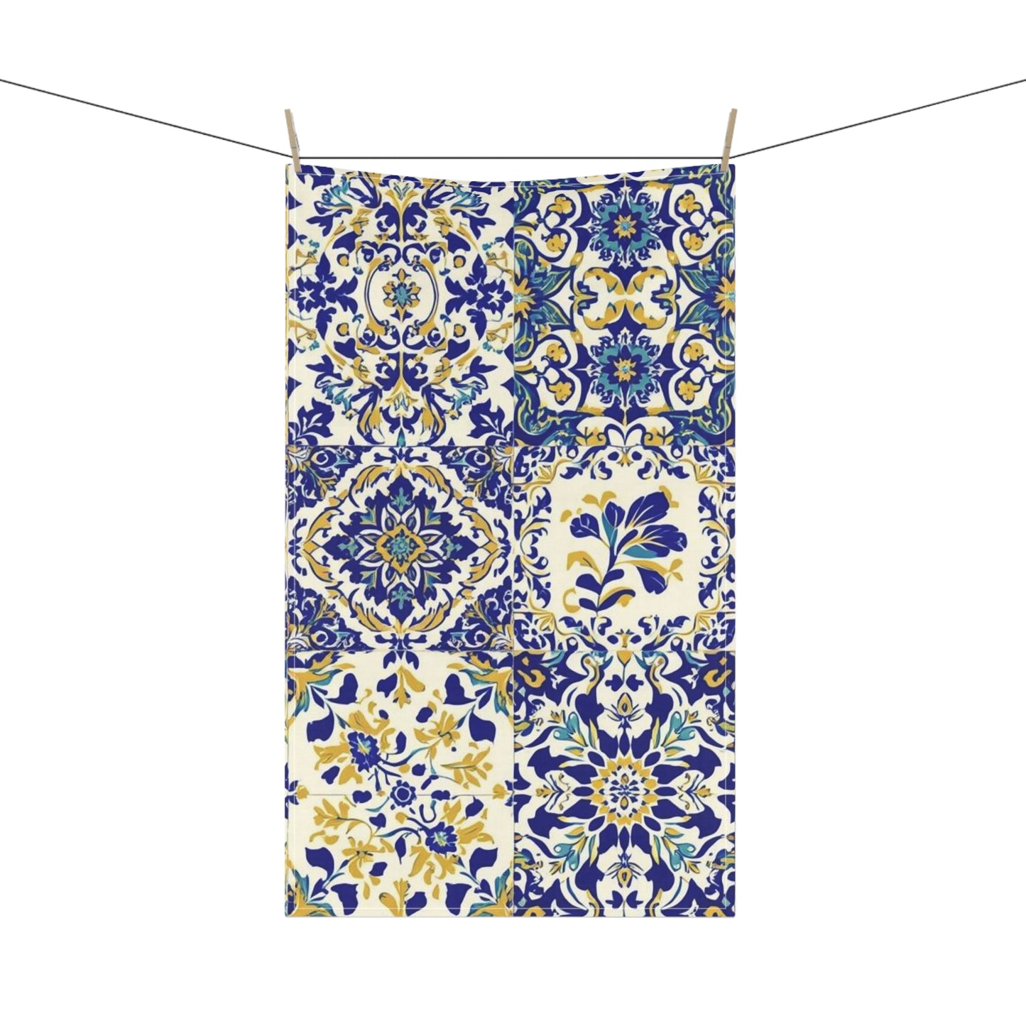 Elegant Floral Tea Towels, Kitchen Decor, Blue Yellow Home Accessories, Gift for Housewarming, Wedding, or Holidays
