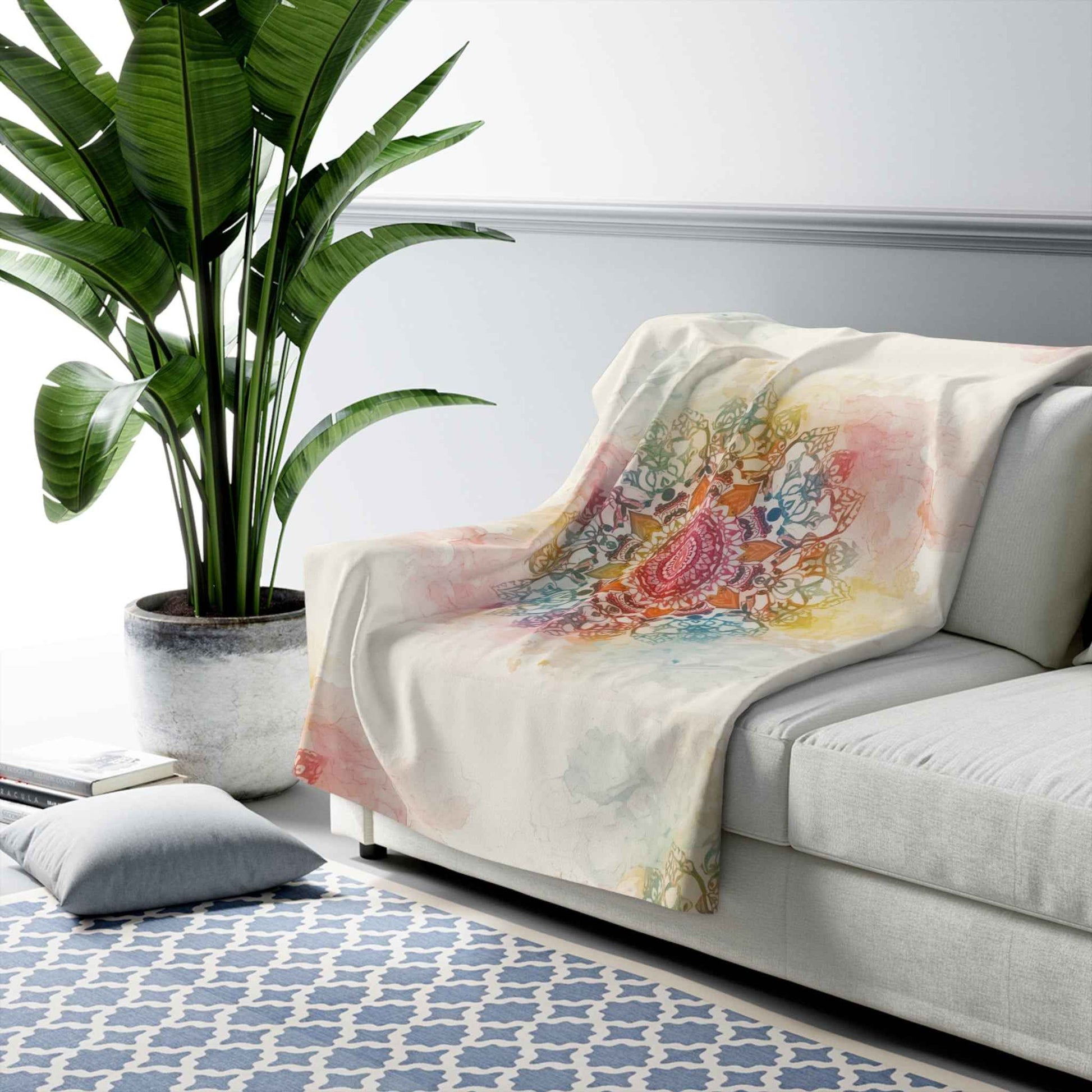 Cozy Mandala Sherpa Fleece Blanket, Soft Throw for Home, Meditation Decor, Gift Ideas for Moms, Travel Companion, Calming Home Accessory