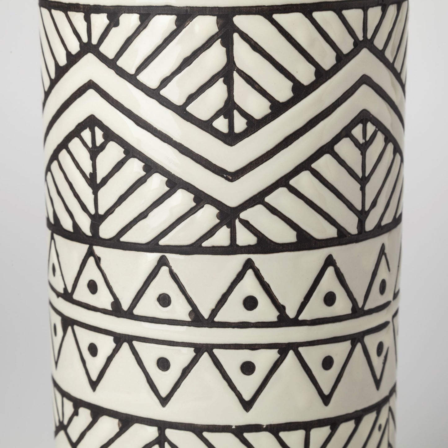 14" Cream Geometric Cylinder Ceramic Table Vase-3