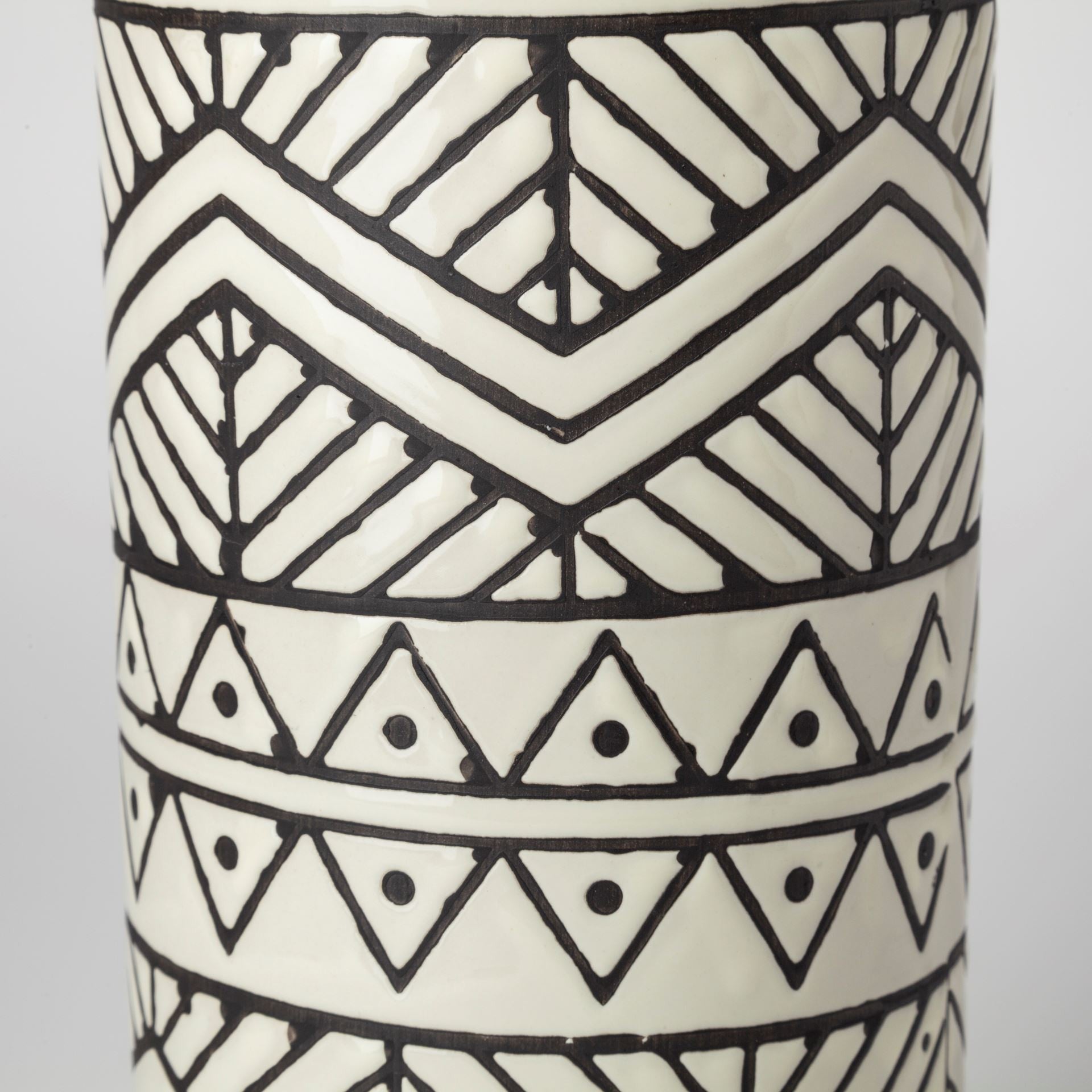14" Cream Geometric Cylinder Ceramic Table Vase-3