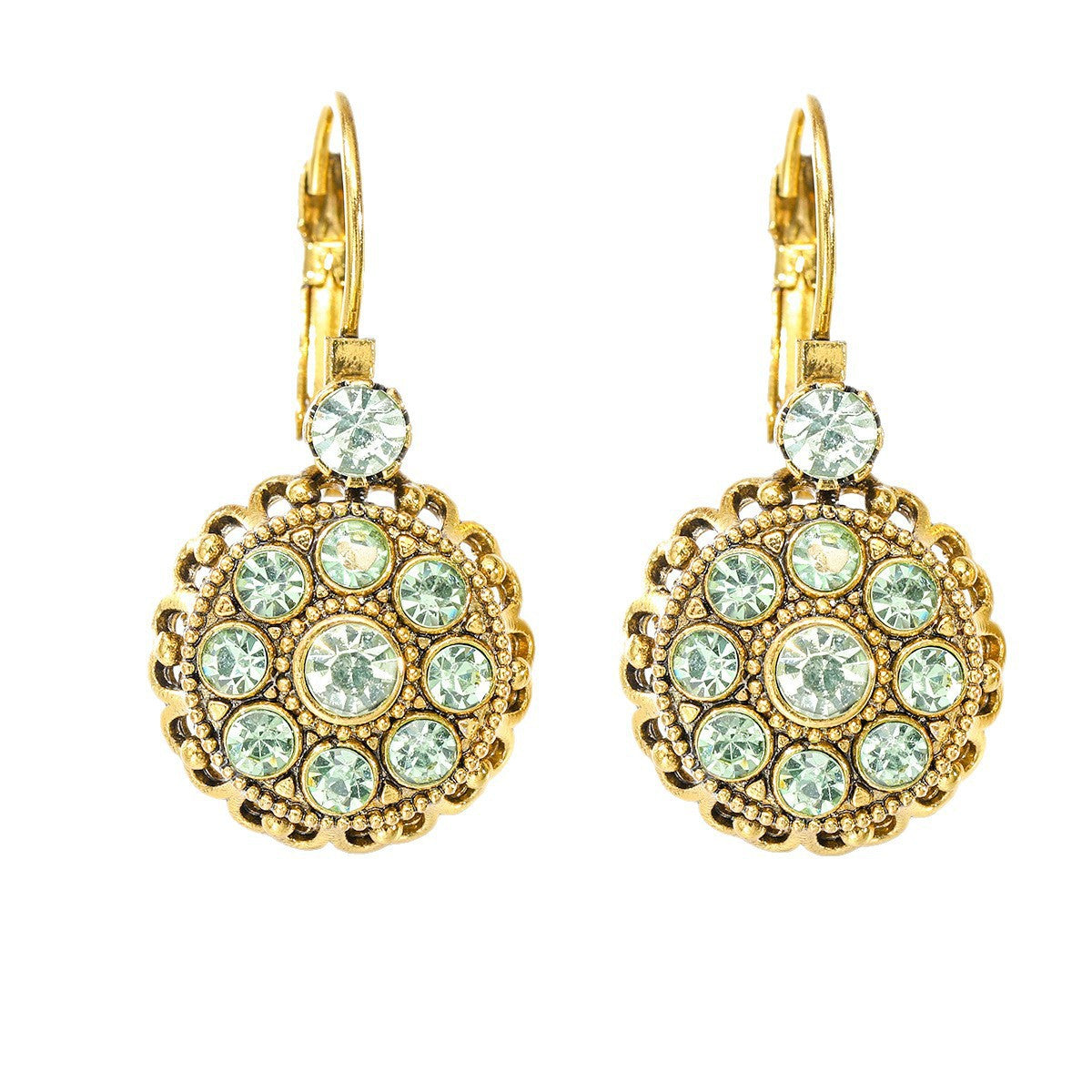 Gold Plated Geometric Gemstone Earrings For Women Elegant