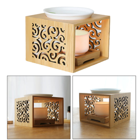 Aromatherapy Lamp Essential Oil Bamboo Wood Candle Holder