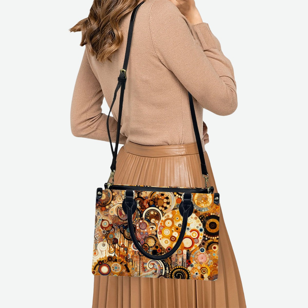 Klimt Style Abstract Tote Bag for Women - Art Print PU Bag - Rosetta Creative Boutique