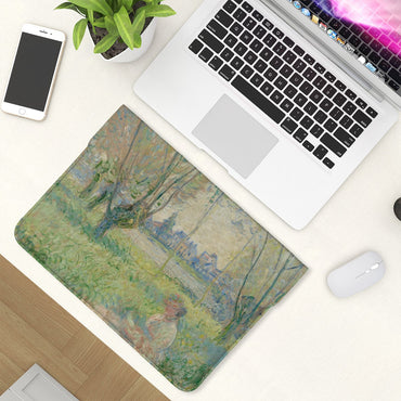 Claude Monet Laptop Case - Woman Seated Under Willows Leather Design - Rosetta Creative Boutique