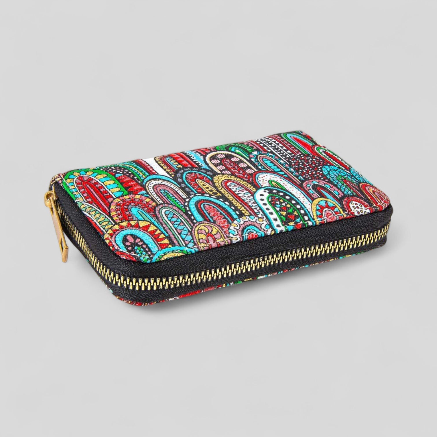 Turkish Multicolor Geometric Patterned Woven Zipper Wallet - Rosetta Creative Boutique