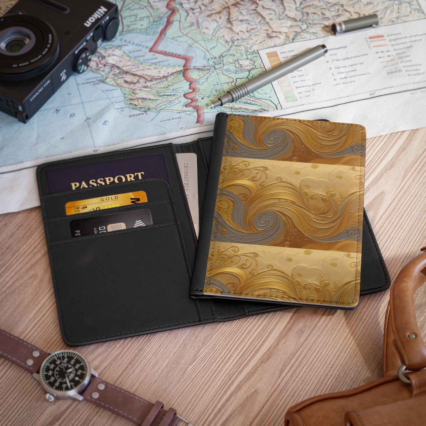 Elegant Swirls Passport Cover - Exclusive Travel Accessory by Rosetta Creative Boutique - Unique Adventure Organizer and Vacation Gift - Rosetta Creative Boutique