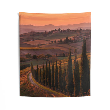 Tuscan Countryside Wall Tapestry, Boho Home Decor, Nature Wall Hanging, Cozy Living Room Accent, Rustic Bedroom Decoration
